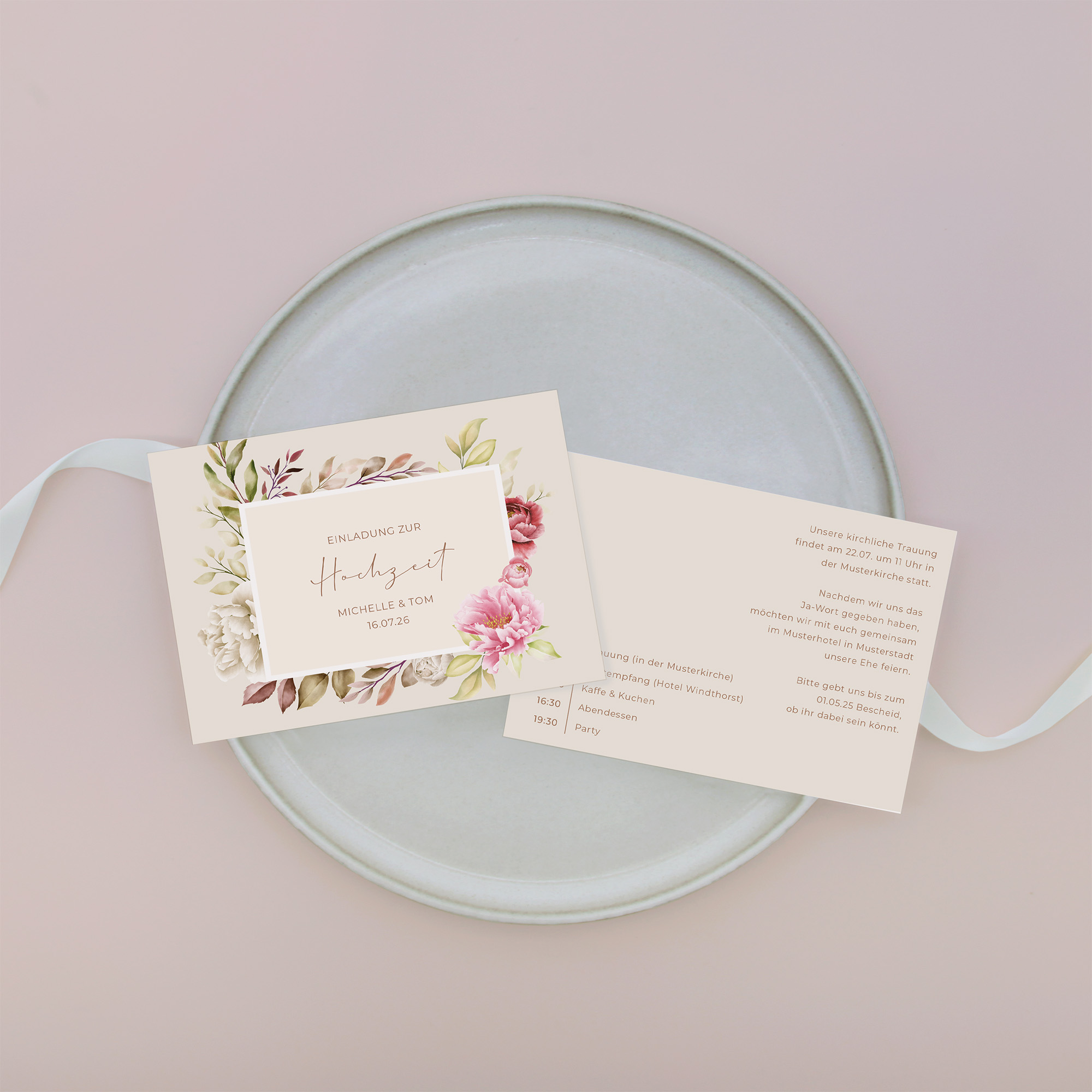 Postkarte DIN A6 im Querformat - Floral "Peony Bloom"