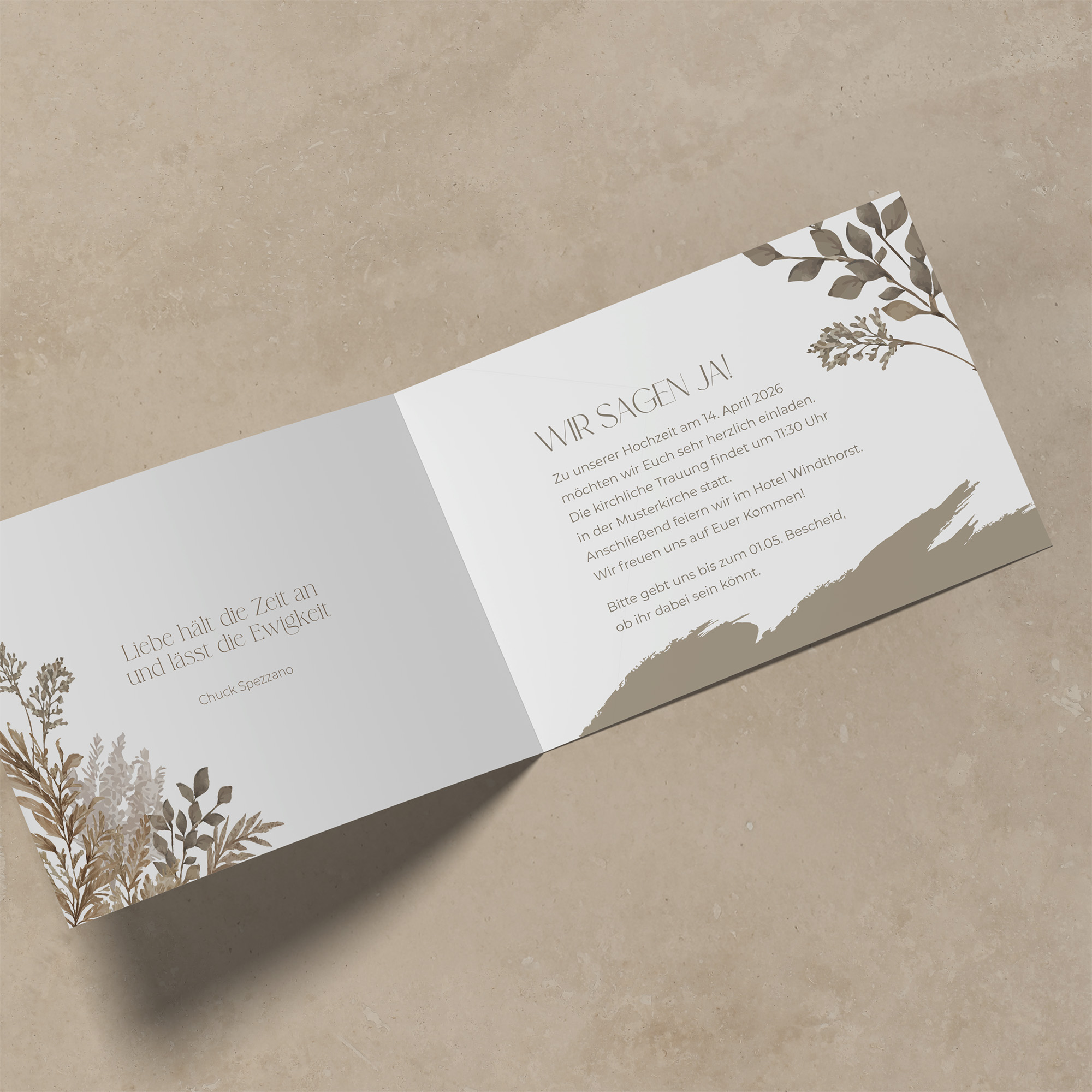 Klappkarte DIN A6 im Querformat - Boho "Earthstroke"