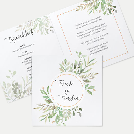 Klappkarte Quadratisch 148 x 148 mm - Greenery "Calm Grove"