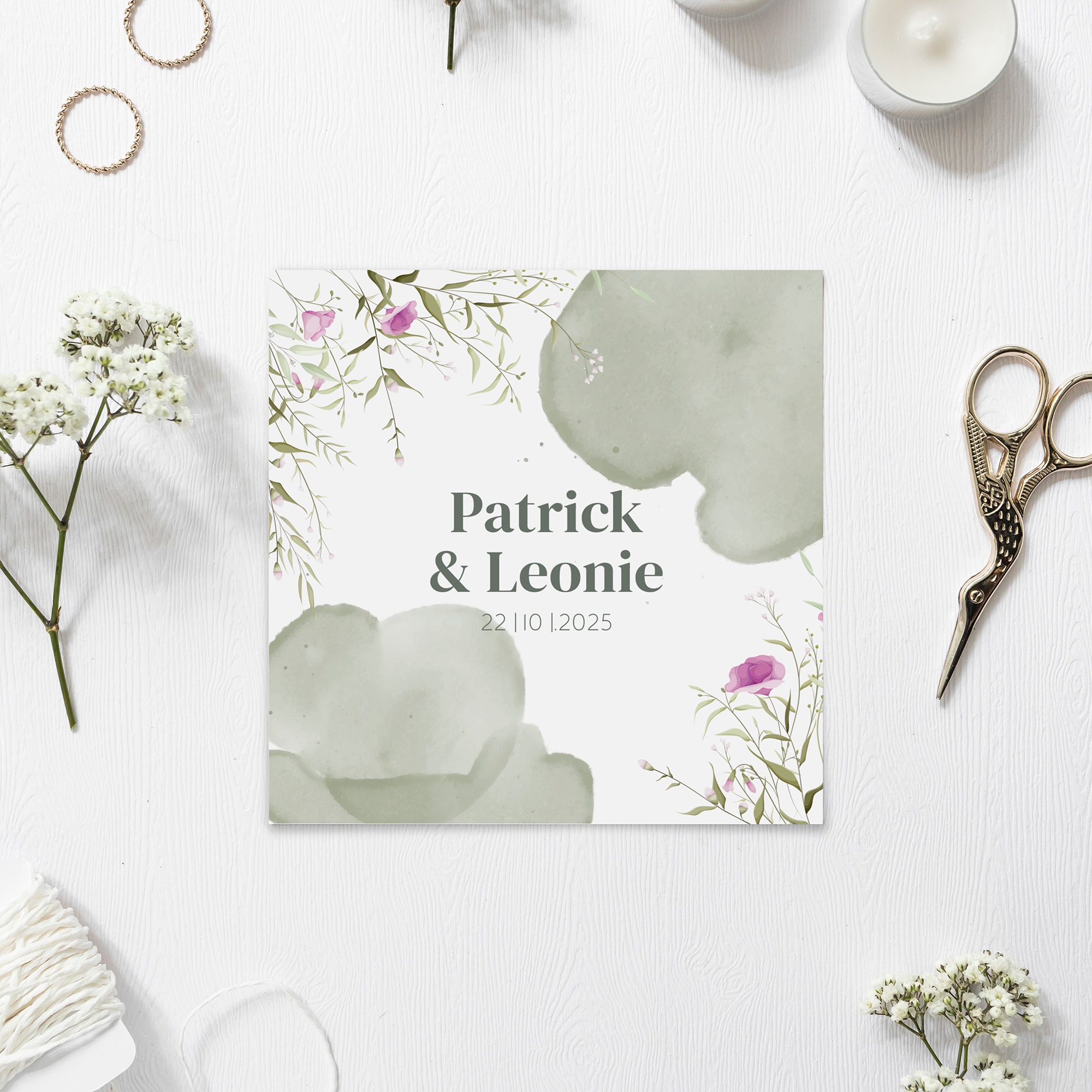 Postkarte Quadrat - Aquarell "Wildflower Garden"