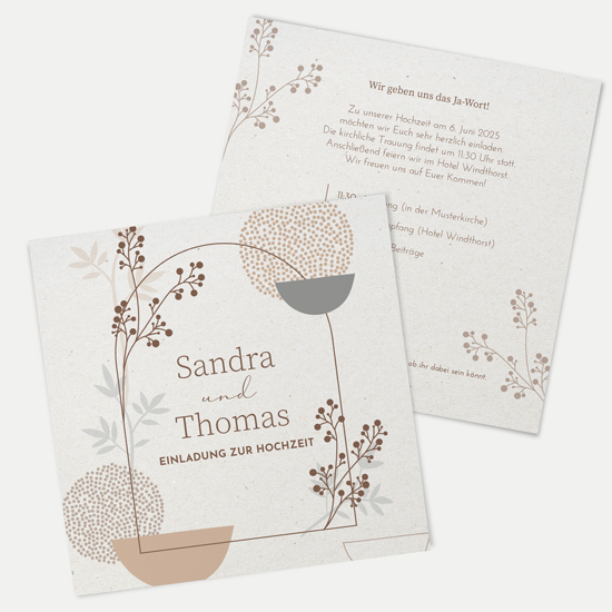 Postkarte Quadrat 148 x 148 mm - Boho "Stone Bloom"