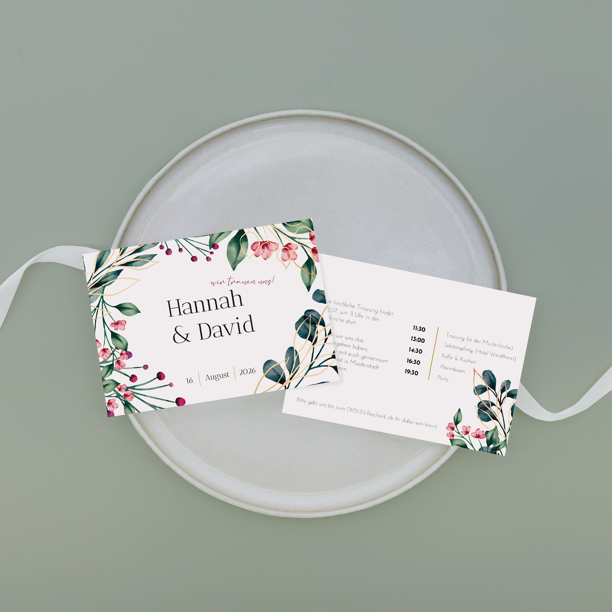 Postkarte DIN A6 im Querformat - Floral "Pink Garden"