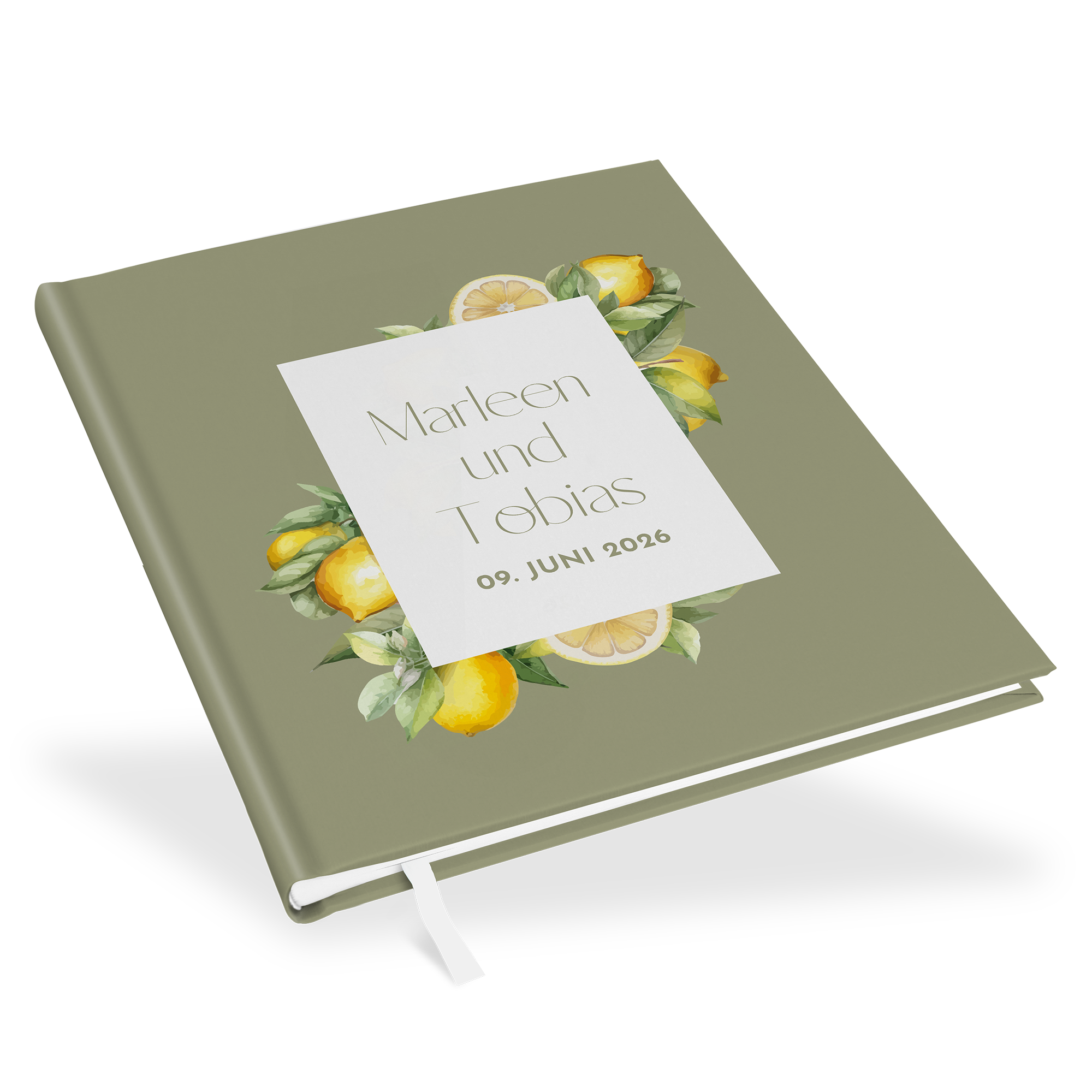 Erinnerungsbuch Hochzeit - Aquarell "Olive & Lemon"
