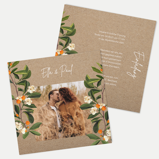 Postkarte Quadrat 148 x 148 mm - Greenery "orange craft"