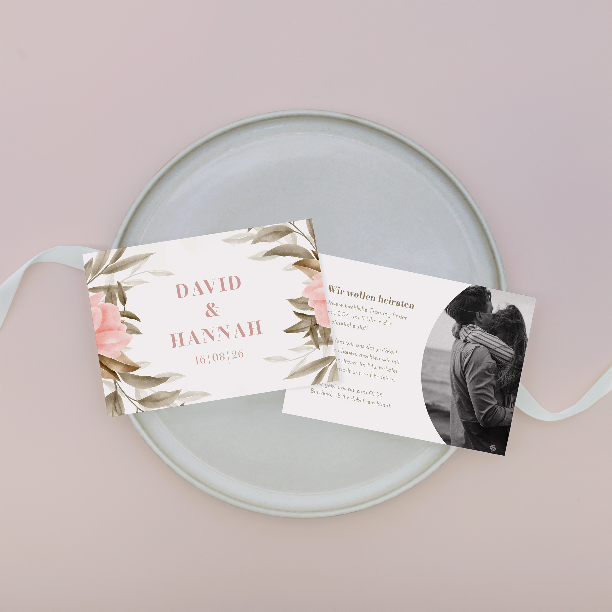 Postkarte DIN A6 im Querformat - Floral "Rose Leaf"