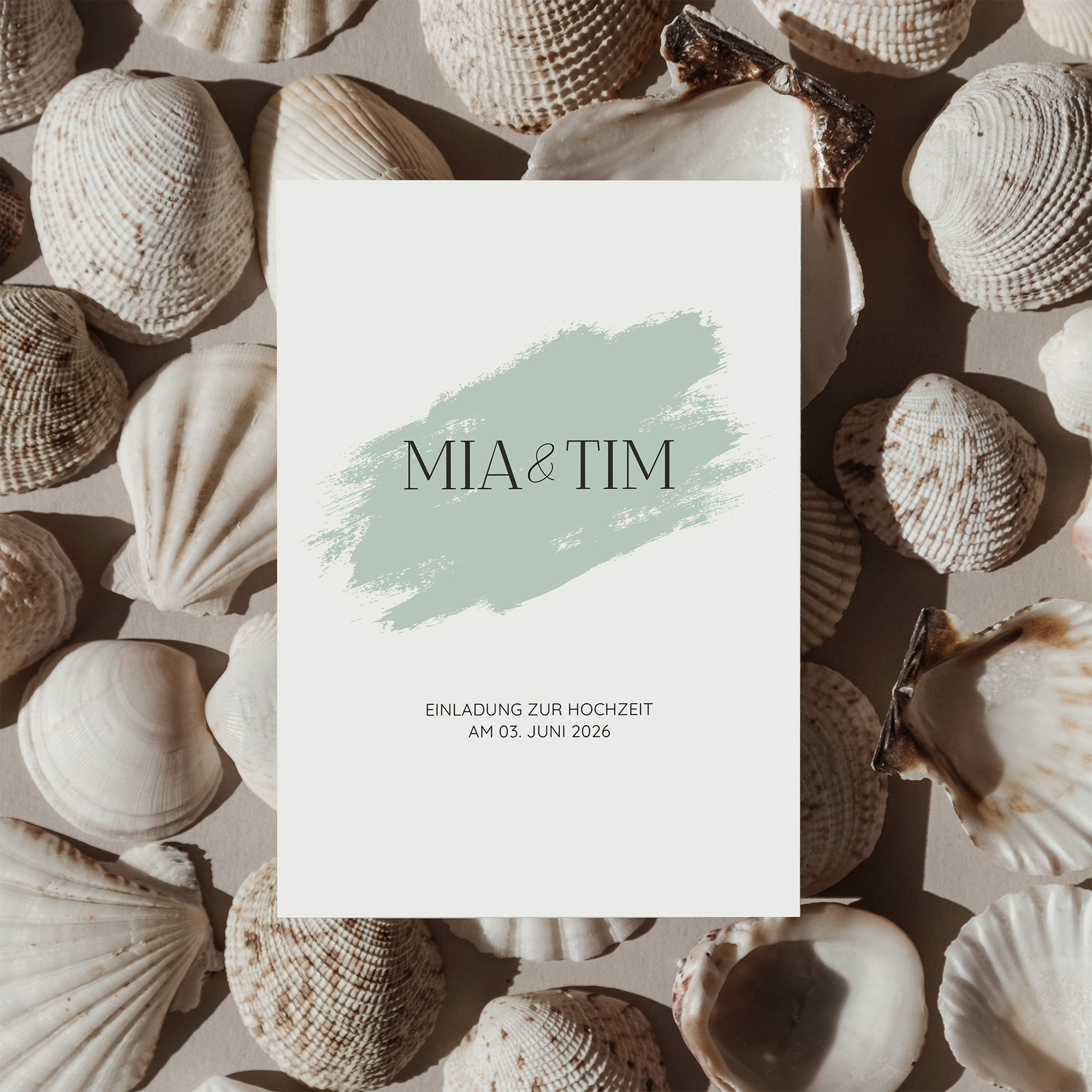 Postkarte DIN A6 im Hochformat - Minimalistisch "Mint Brush"