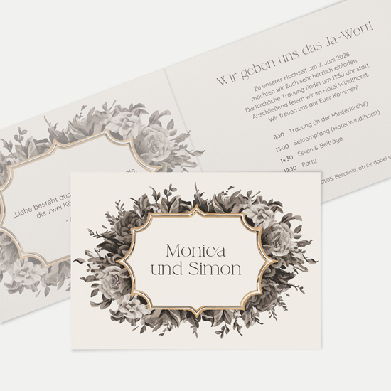 Klappkarte DIN A6 im Querformat - Vintage - "Baroque Frame"