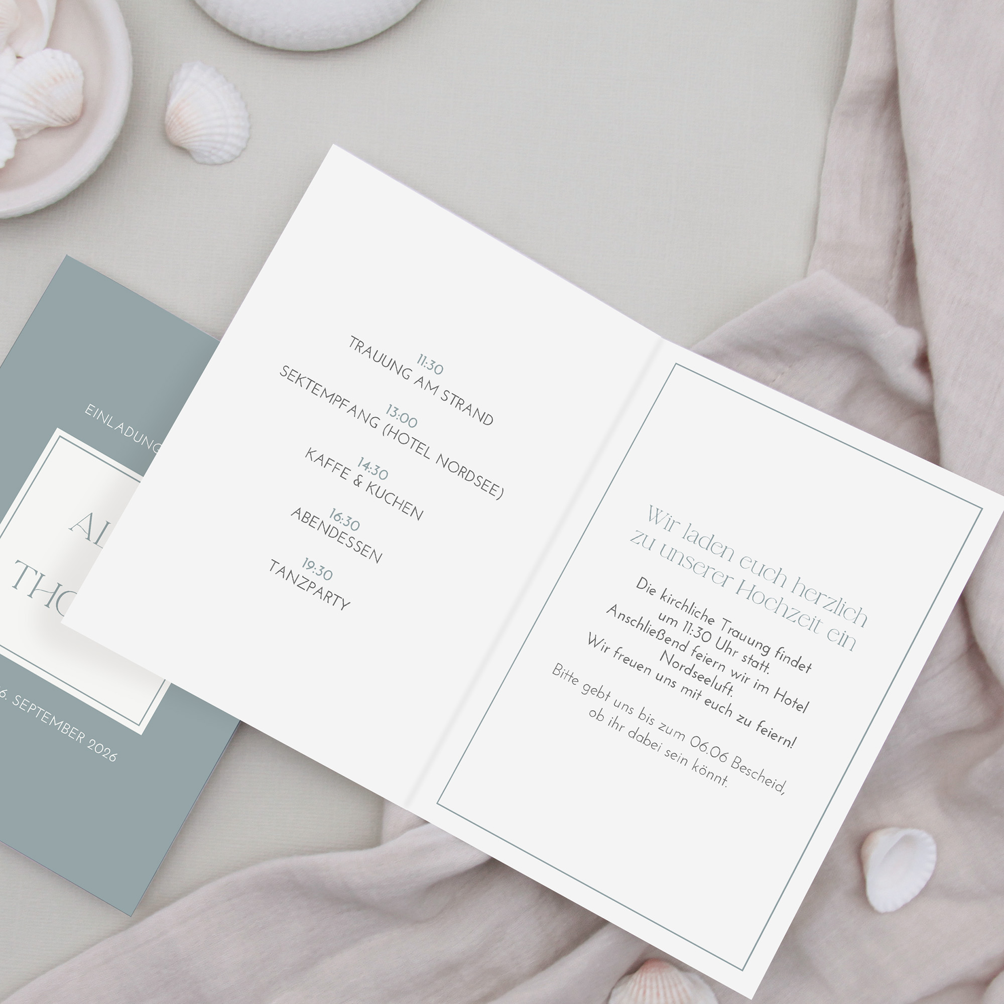 Klappkarte DIN A6 im Hochformat - Minimalistisch "Nordic Shore"