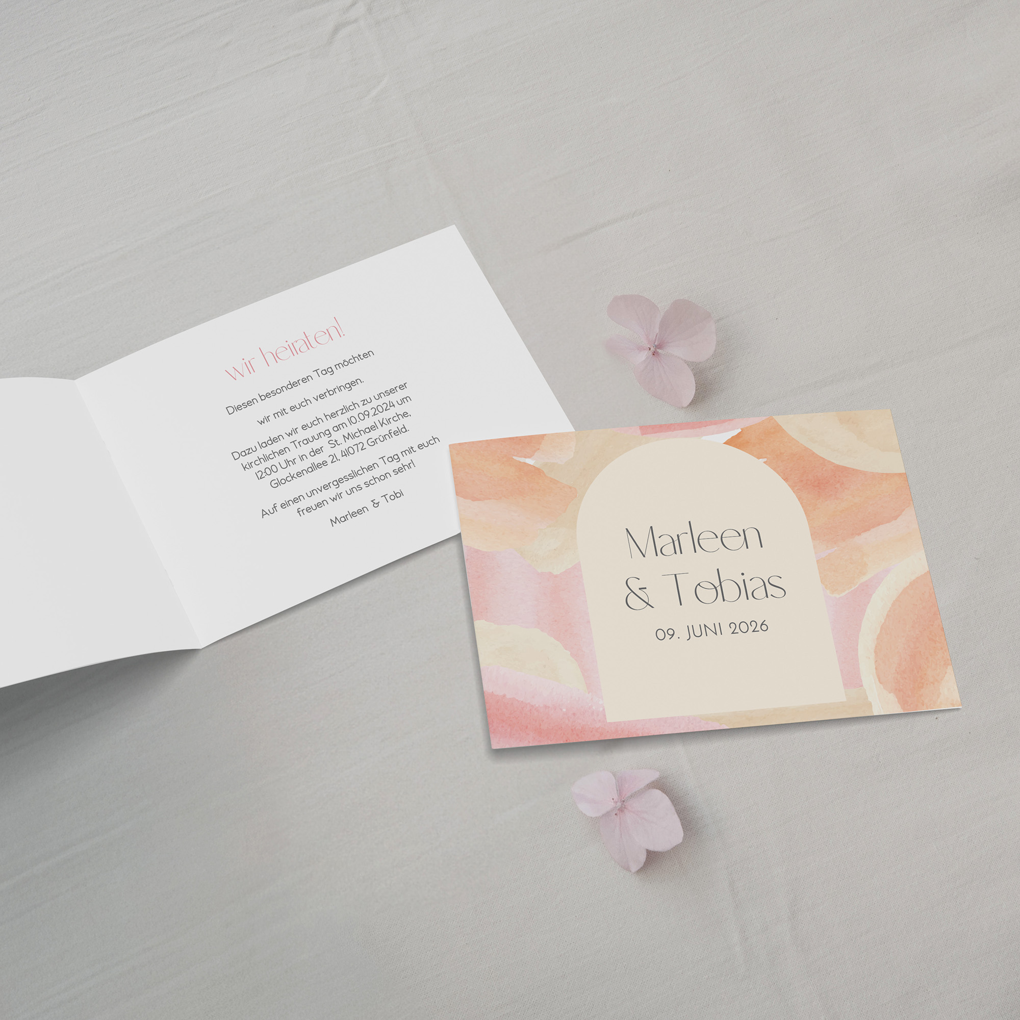 Klappkarte DIN A6 im Querformat - Aquarell "sunset stroke"