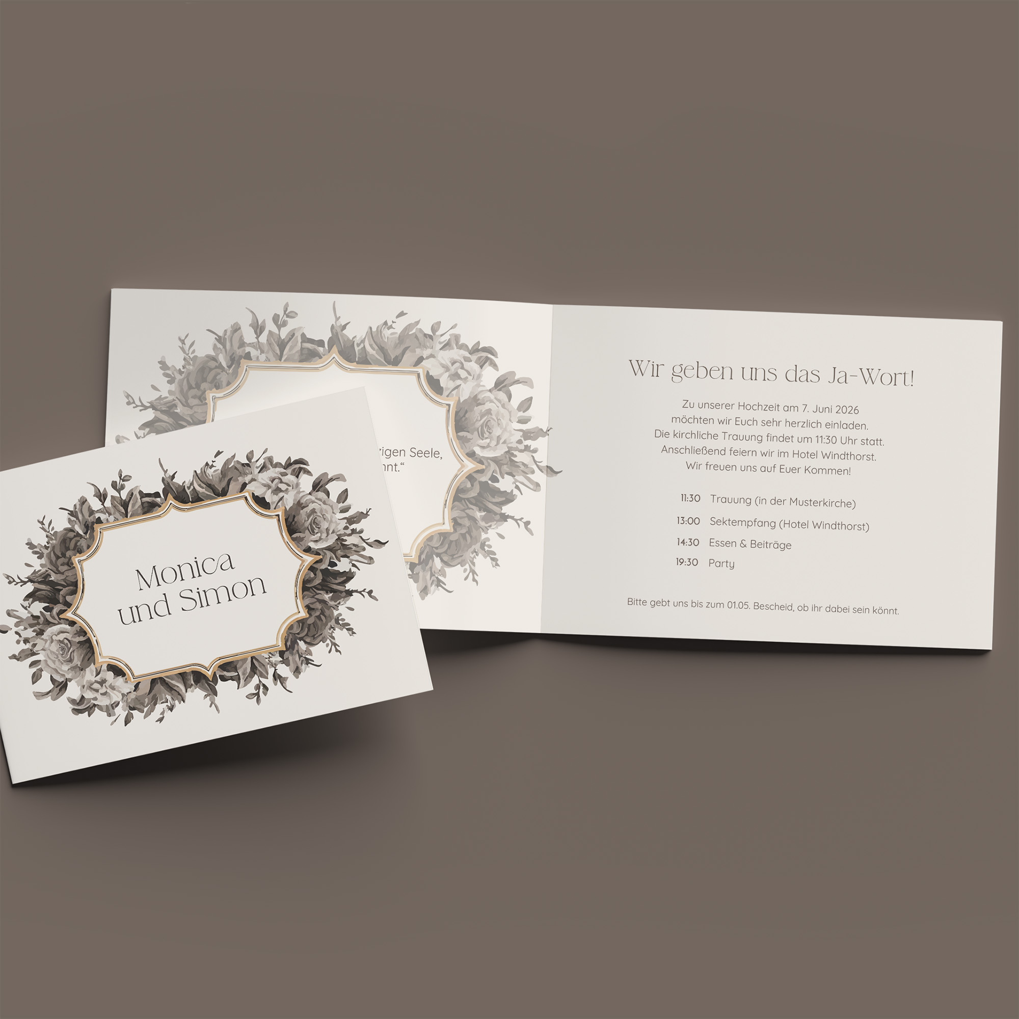 Klappkarte DIN A6 im Querformat - Vintage - "Baroque Frame"