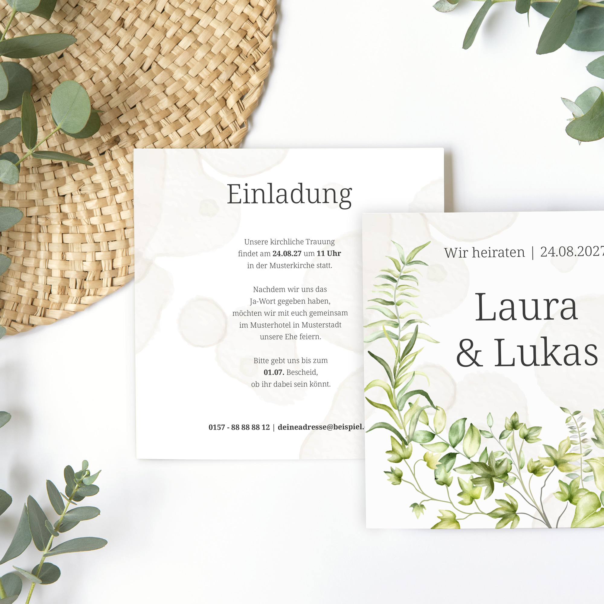 Postkarte Quadrat 148 x 148 mm - Greenery "leaf light"