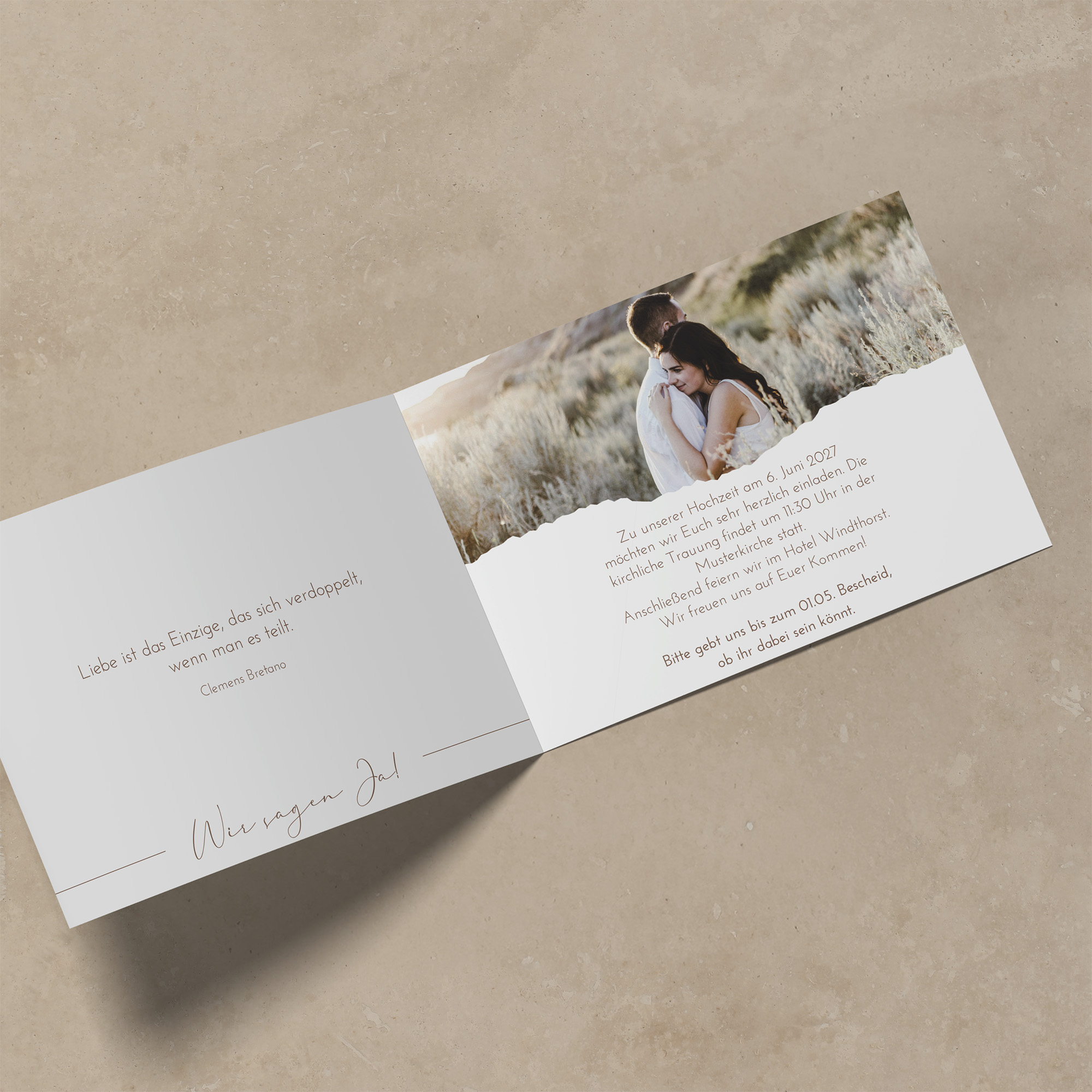 Klappkarte DIN A6 im Querformat - Boho "Nature Hold"