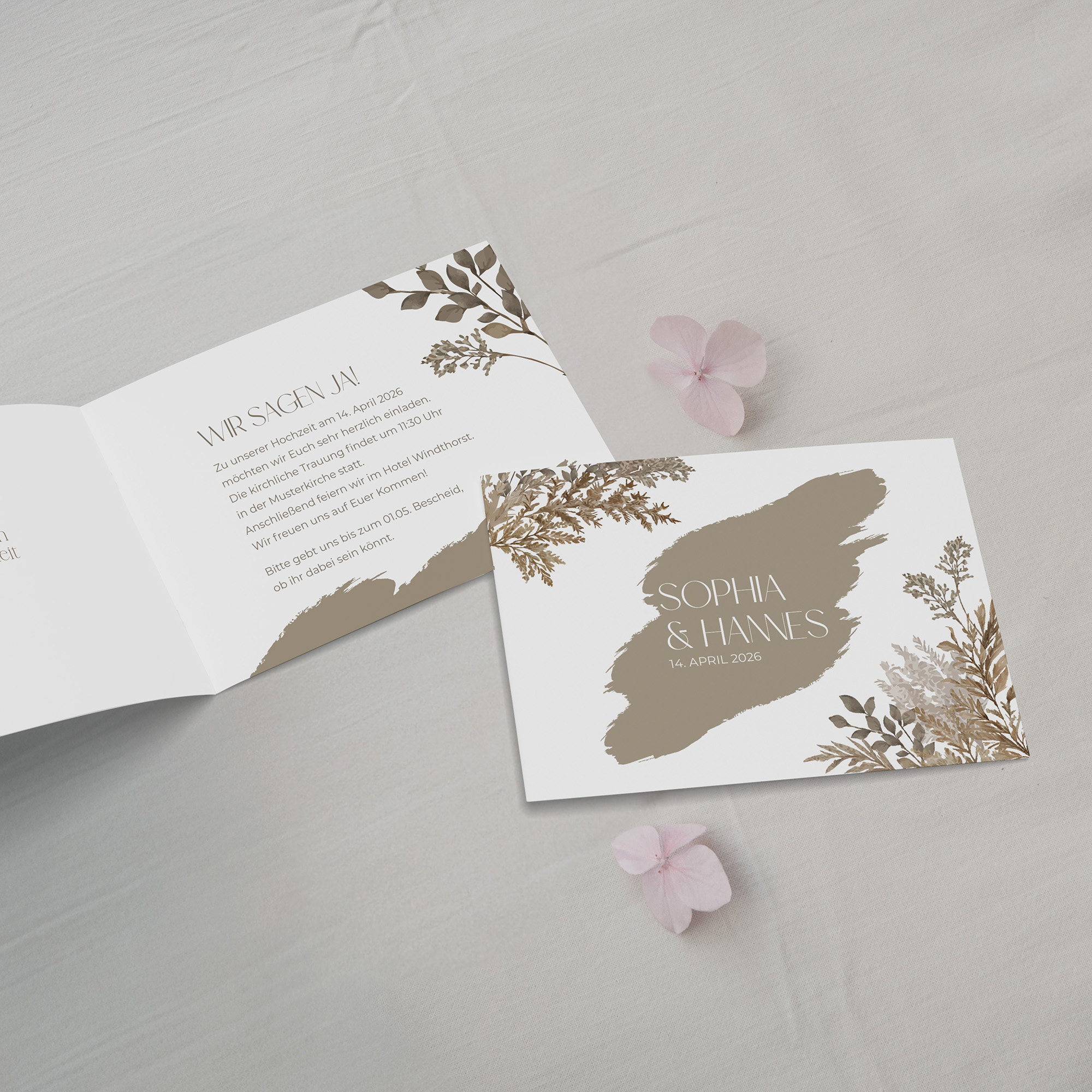 Klappkarte DIN A6 im Querformat - Boho "Earthstroke"