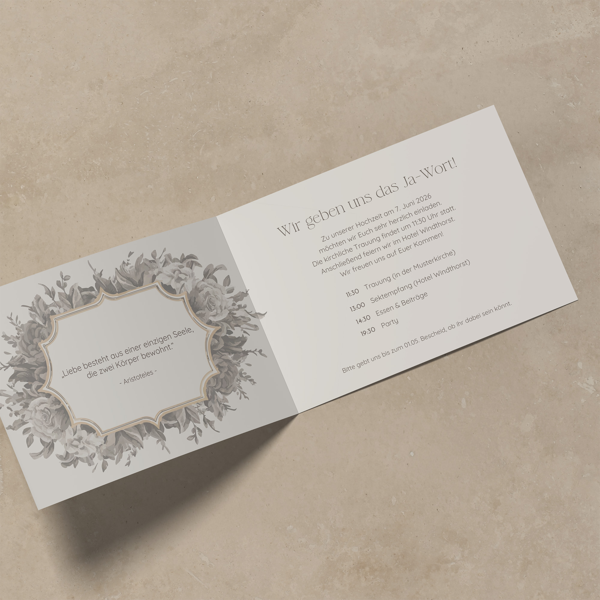 Klappkarte DIN A6 im Querformat - Vintage - "Baroque Frame"