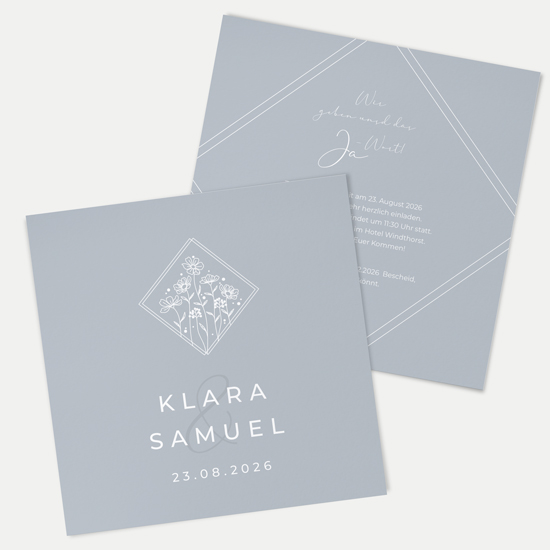 Postkarte Quadrat 148 x 148 mm - Vintage "La Fleur Bleue"