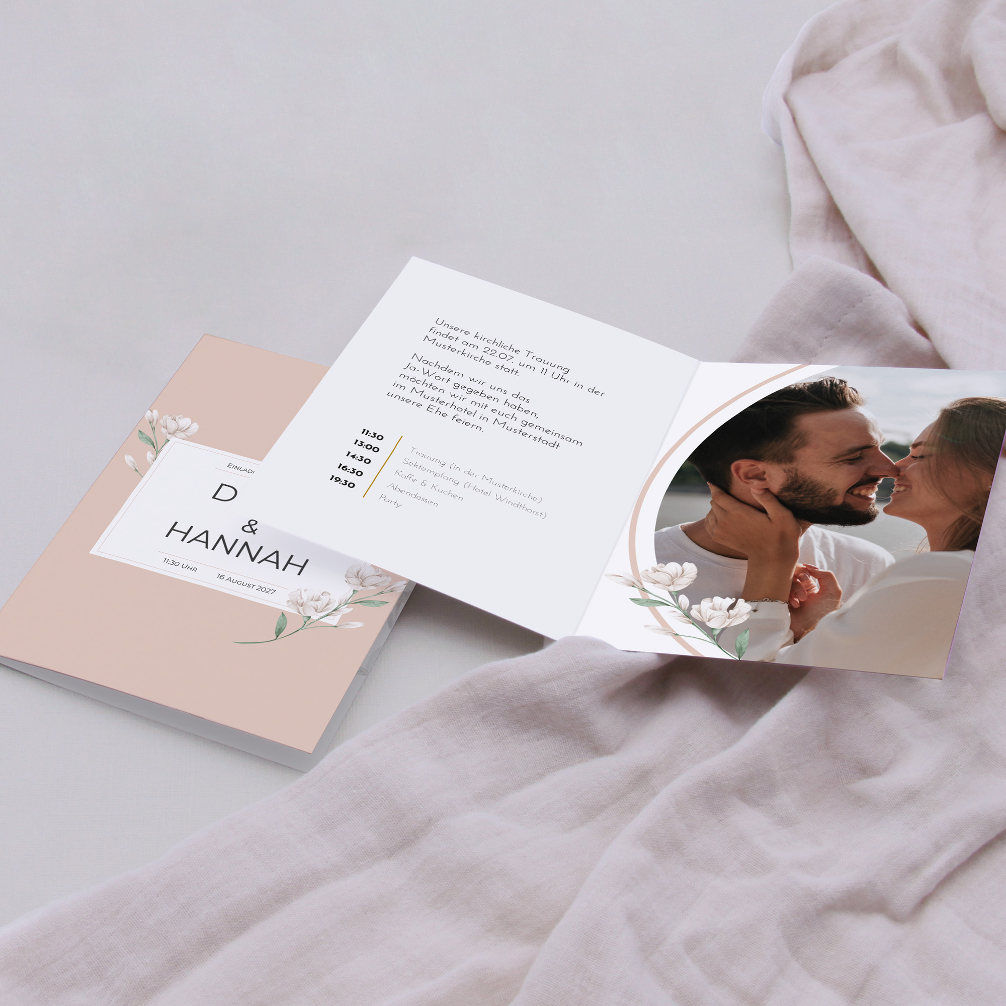 Klappkarte DIN A6 im Hochformat - Floral "Neutral Florals"