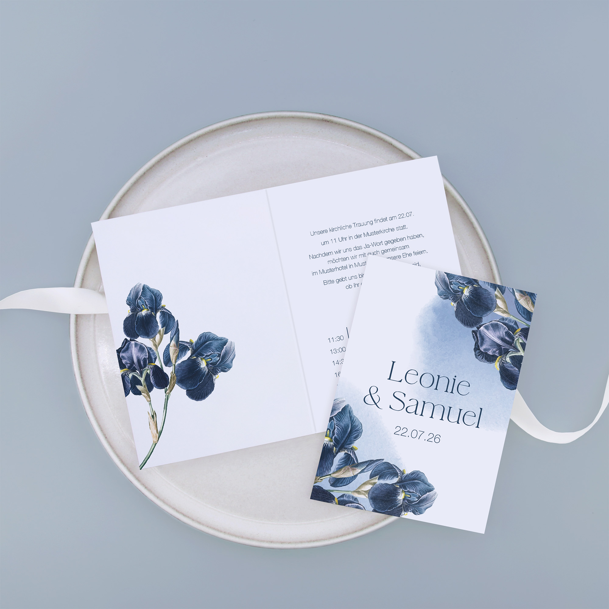 Klappkarte DIN A6 im Hochformat - Floral "Blue Petal"