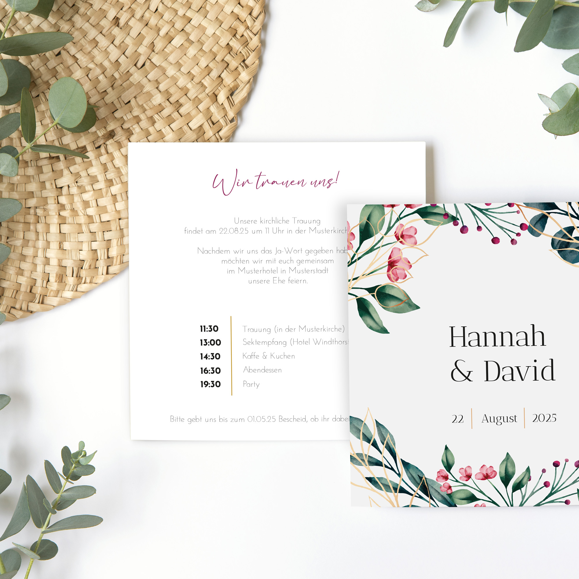 Postkarte Quadrat 148 x 148 mm - Floral "Ivory Garden"