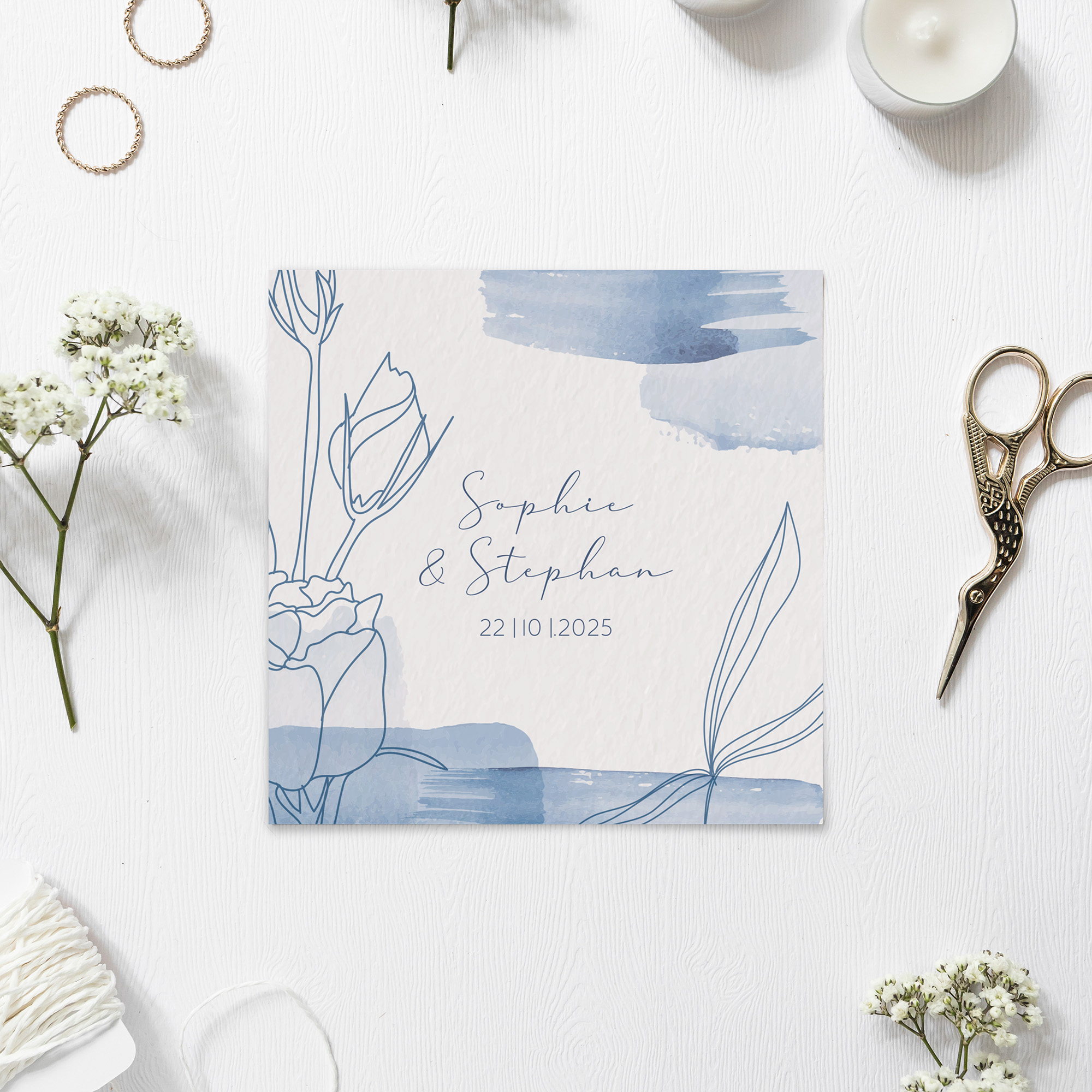 Postkarte Quadrat - Aquarell "midnight petals"