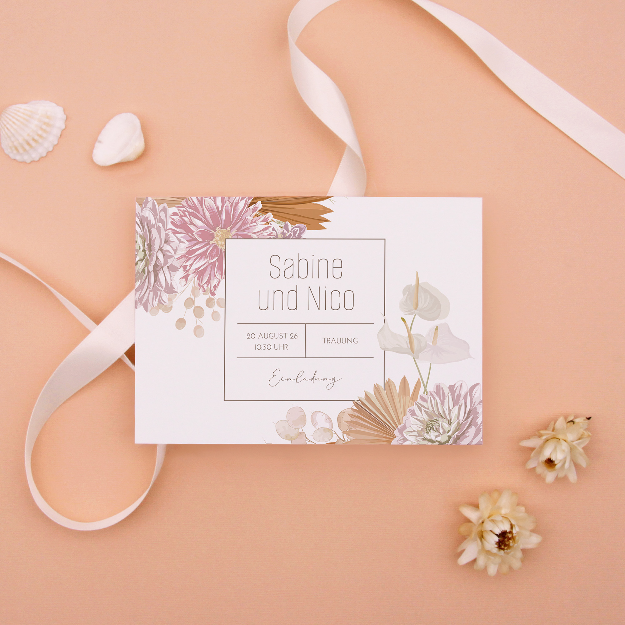 Postkarte DIN A6 im Querformat - Floral "Terracotta Blossom"