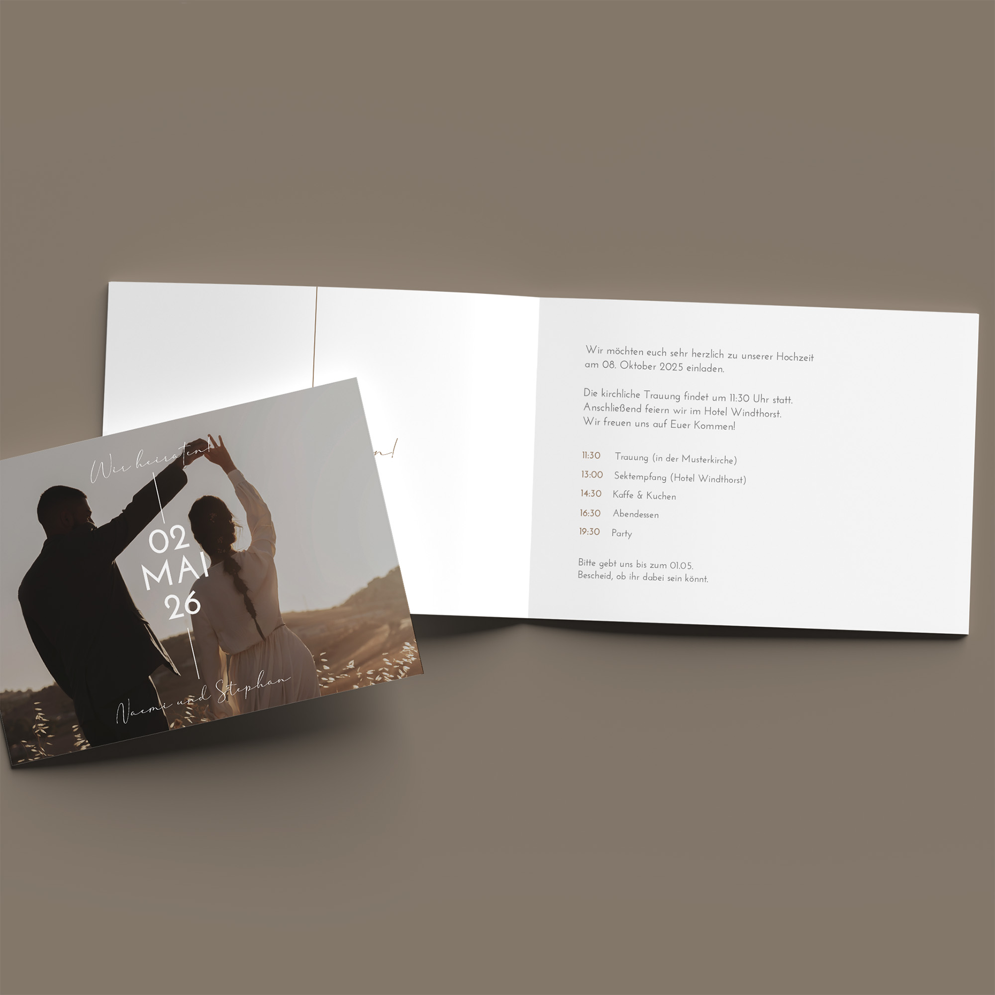 Klappkarte DIN A6 im Querformat - Minimalistisch "Still Lines"