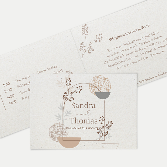 Klappkarte DIN A6 im Querformat - Boho "Stone Bloom"