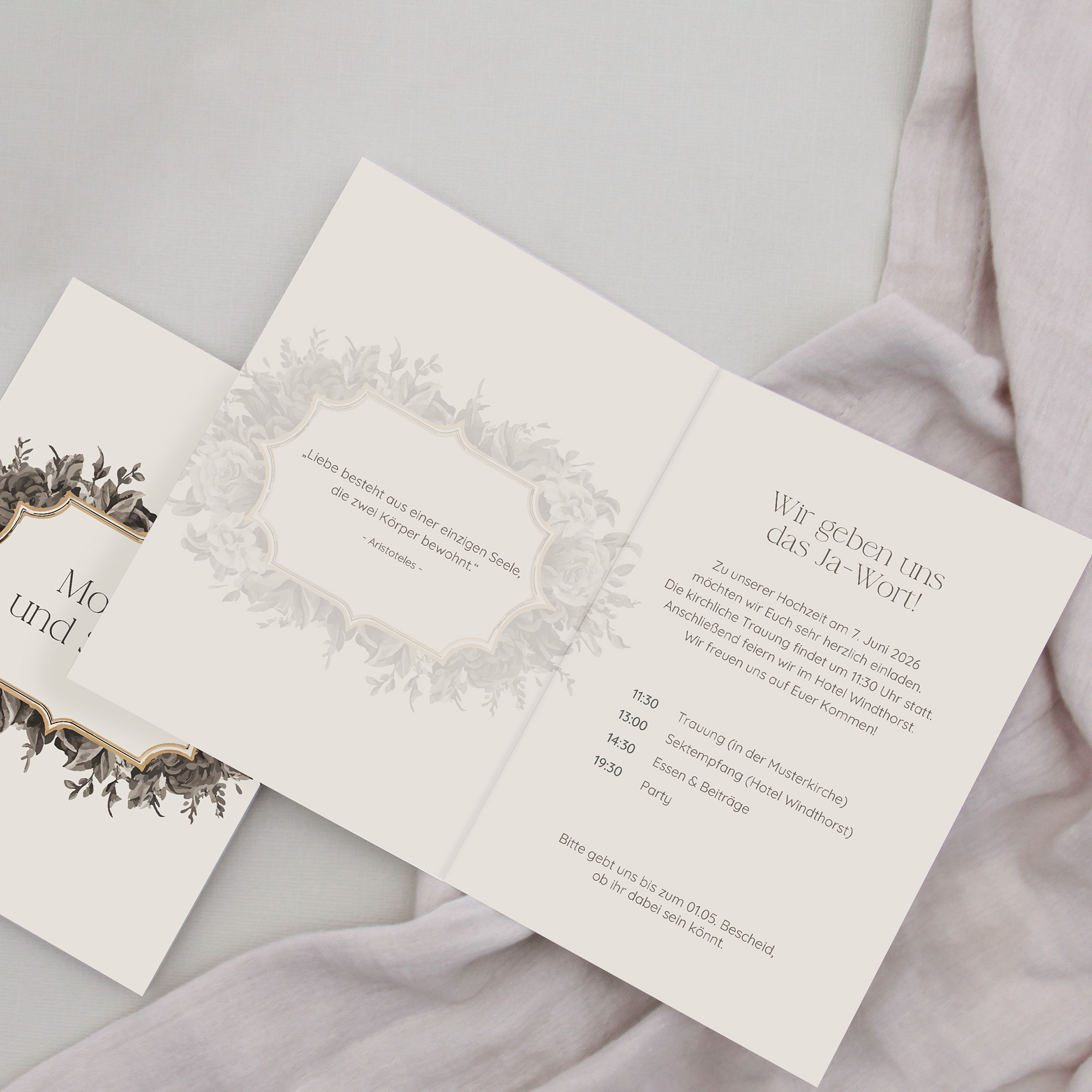 Klappkarte DIN A6 im Hochformat - Vintage - "Baroque Frame"