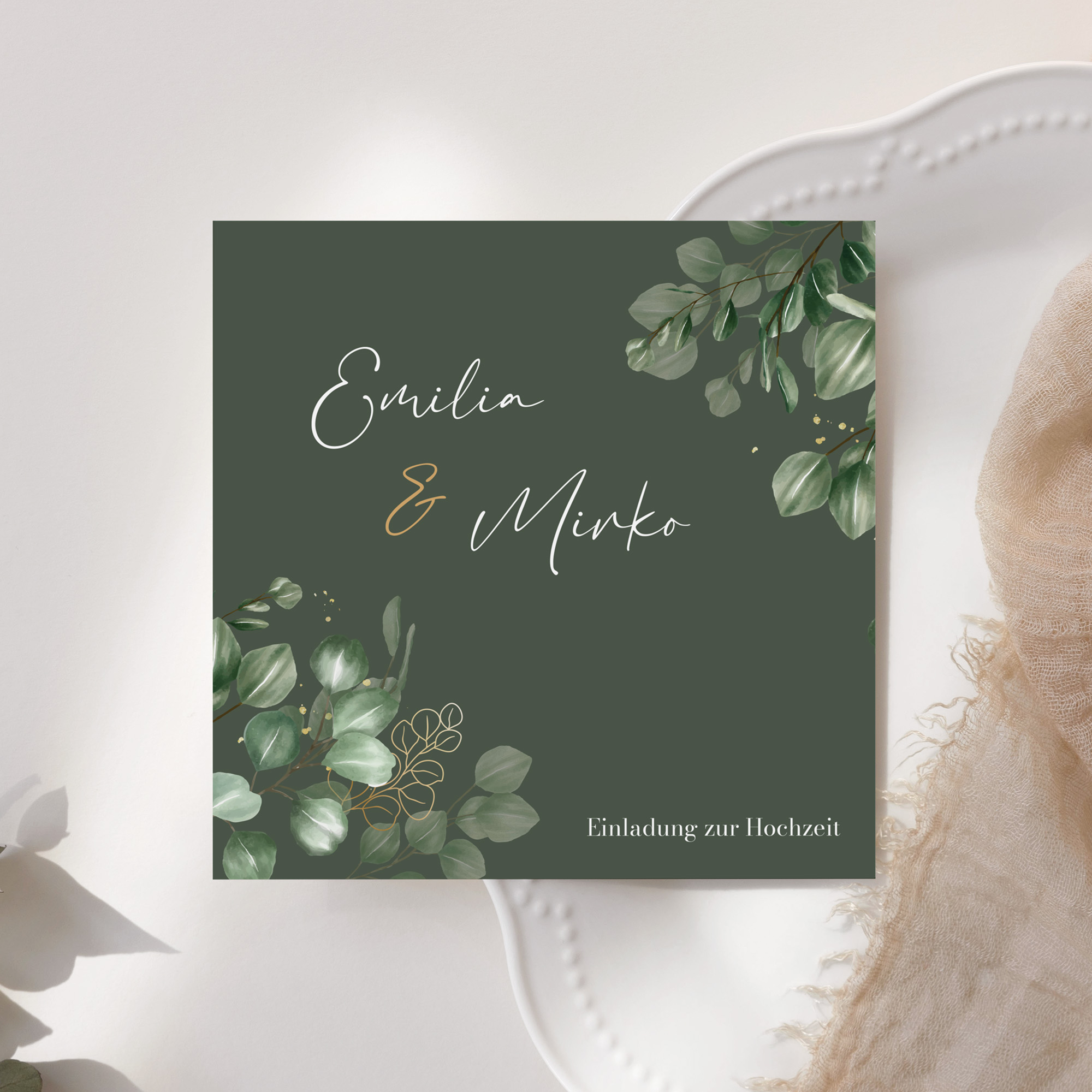 Postkarte Quadrat 148 x 148 mm - Greenery "Eucalyptus Night"