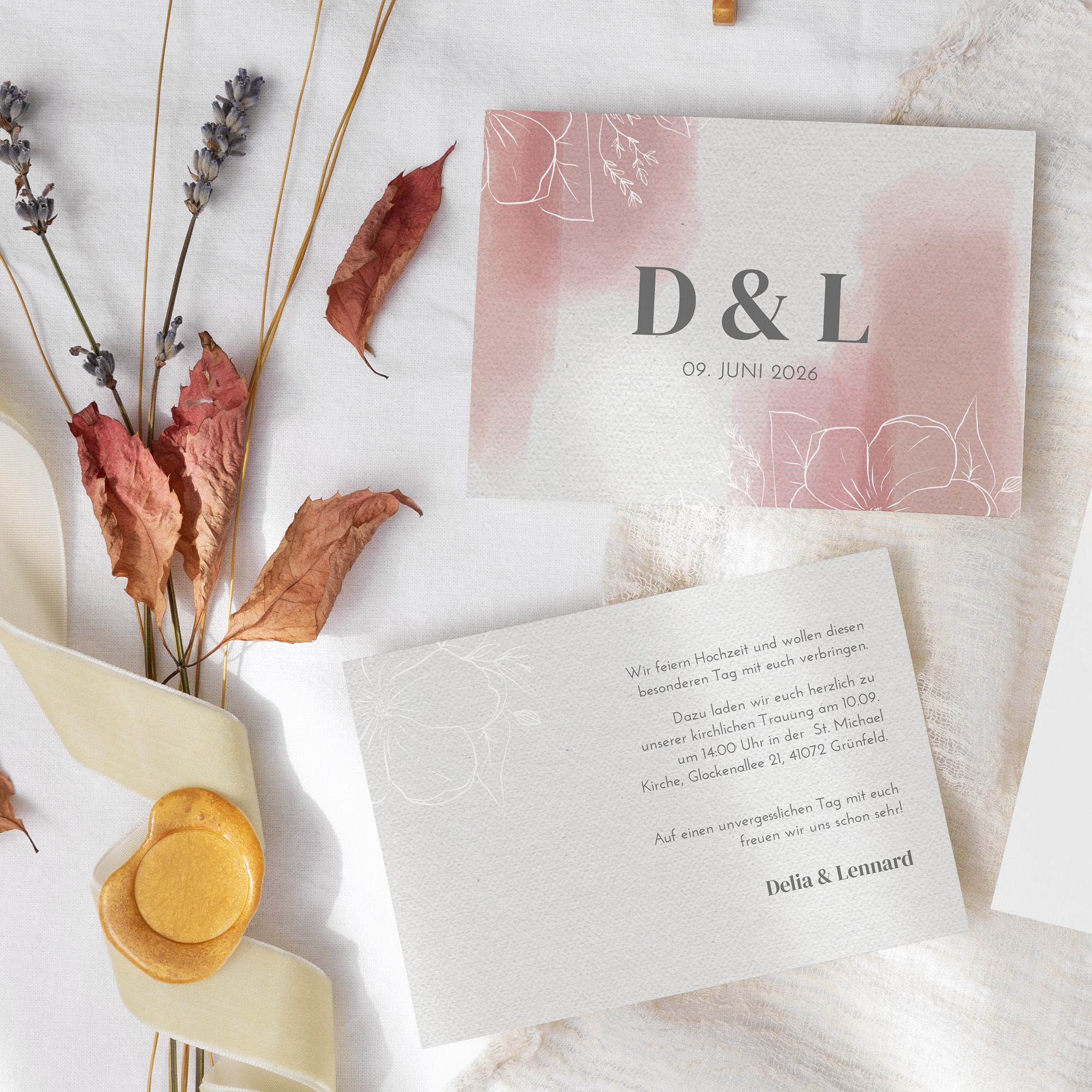 Postkarte DIN A6 im Querformat - Aquarell "dusty Bloom"