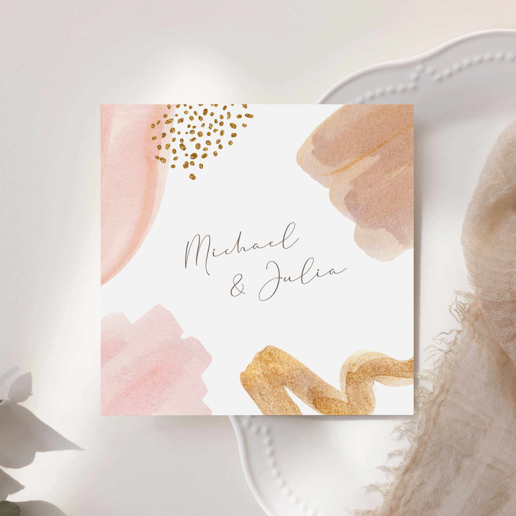 Postkarte Quadrat - Aquarell "olden Blush"