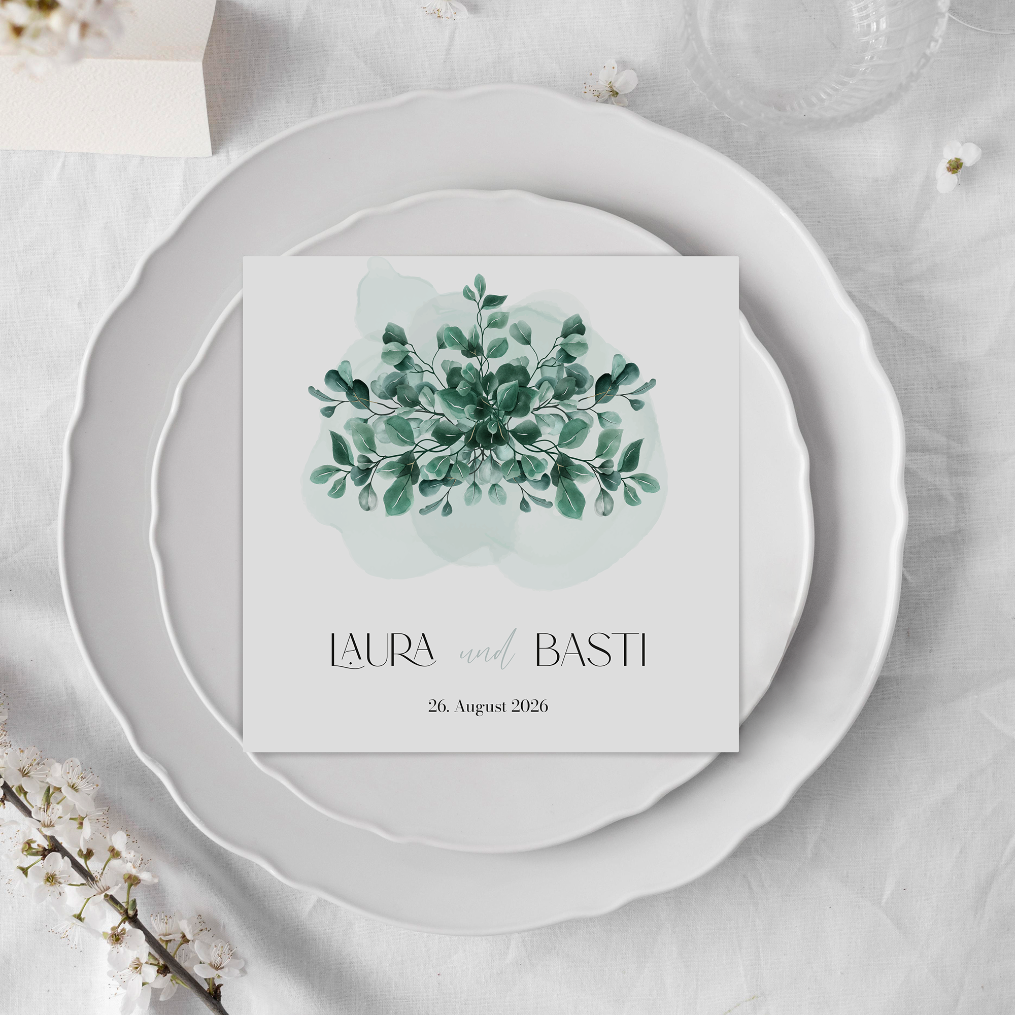 Postkarte Quadrat 148 x 148 mm - Greenery "Eucalyptus Crown"