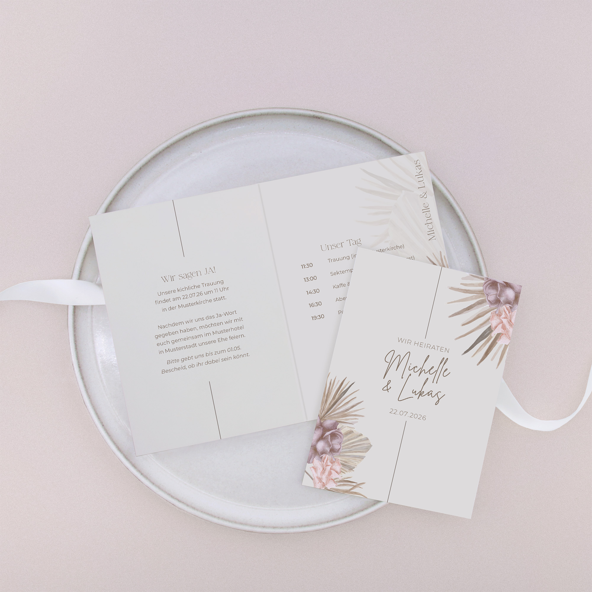 Klappkarte DIN A6 im Hochformat - Boho "Boho Minimal"