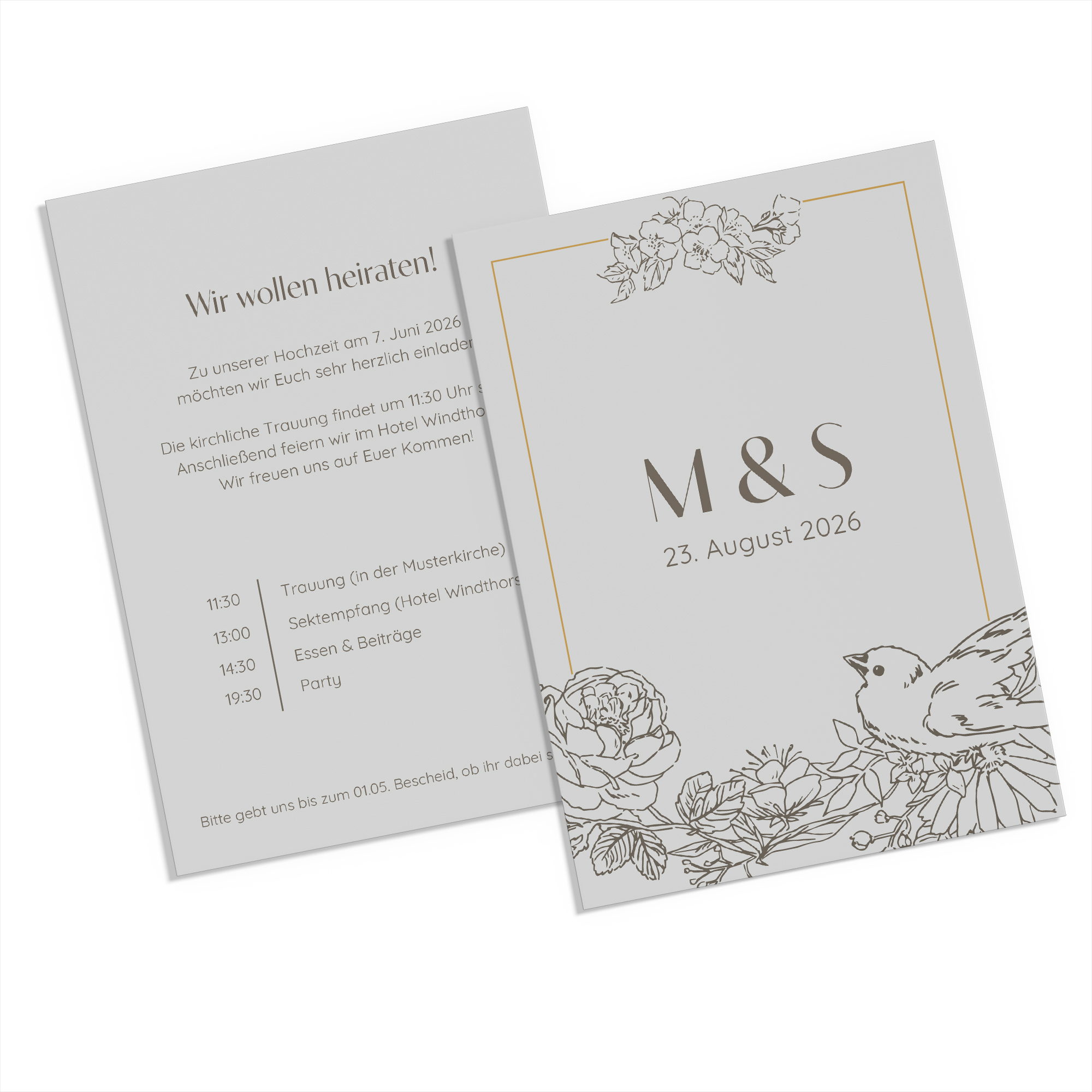 Postkarte DIN A6 im Hochformat - Vintage "Petal Bird"