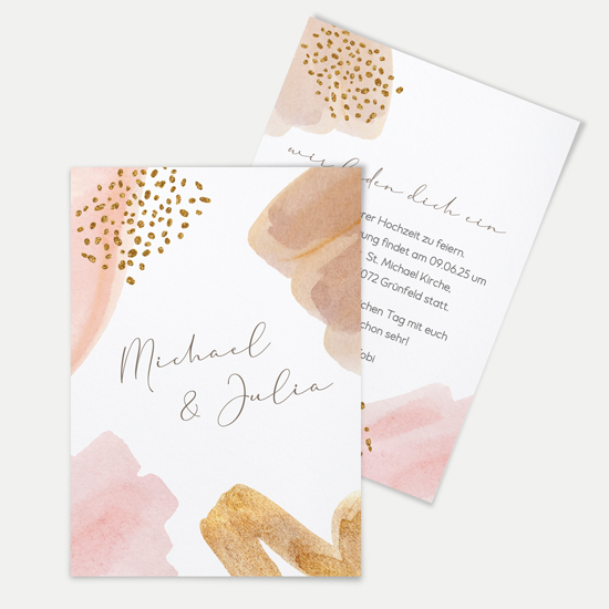 Postkarte DIN A6 im Hochformat - Aquarell "Golden Blush"