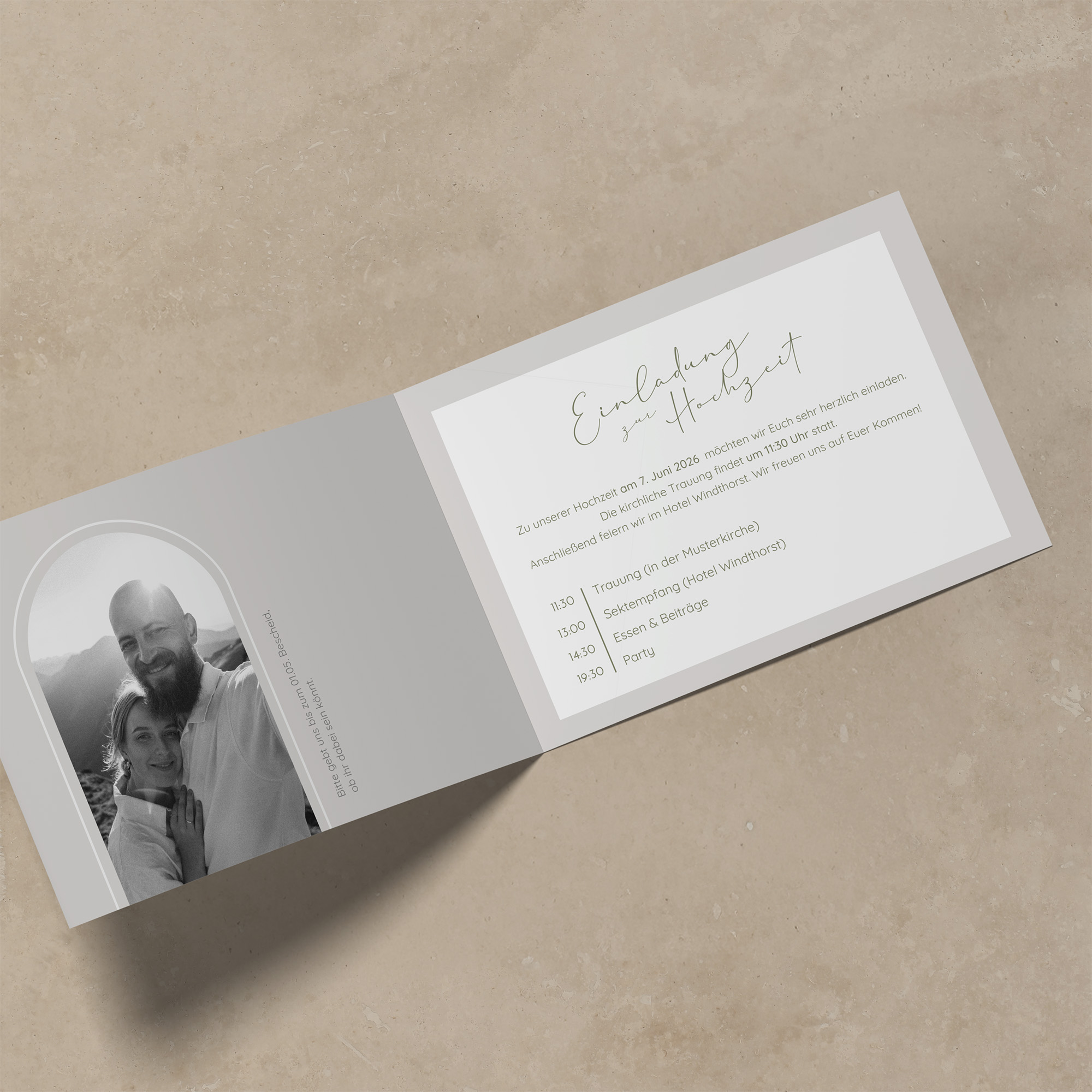 Klappkarte DIN A6 im Querformat - Vintage - "Ivory Garden"