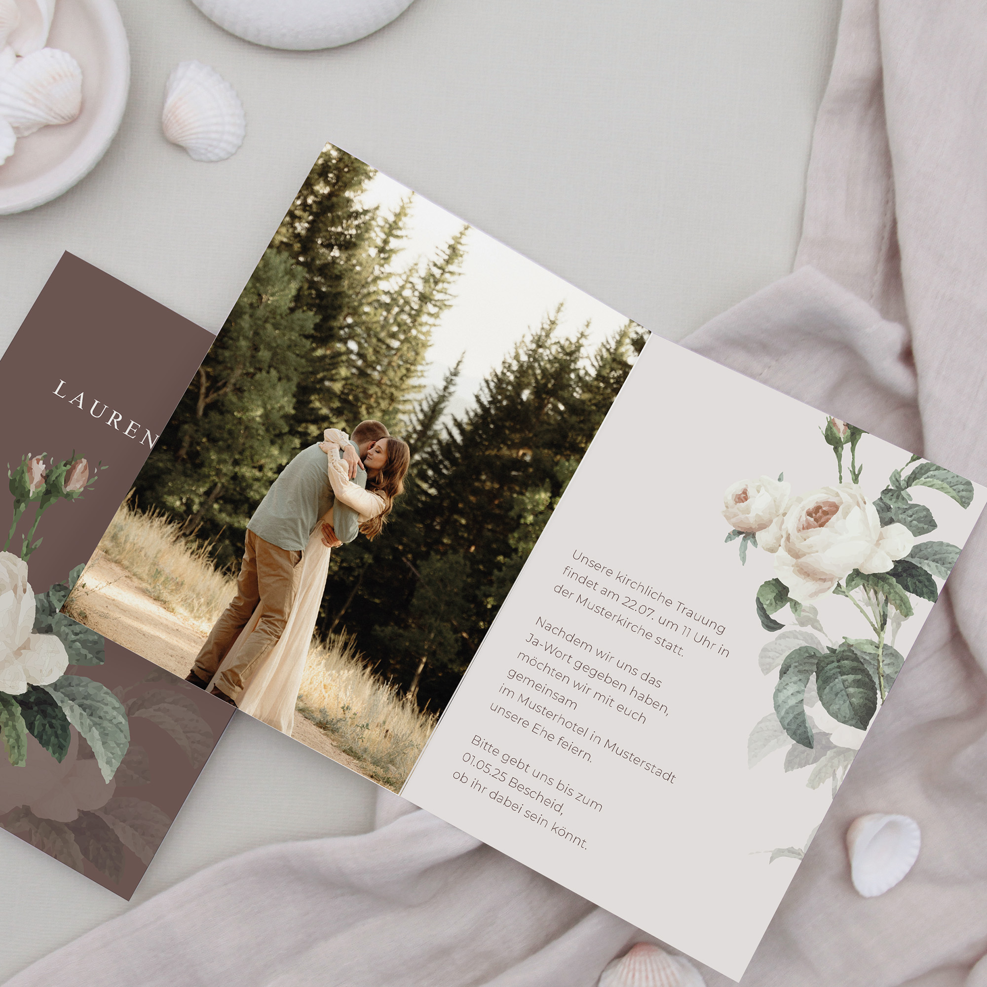 Klappkarte DIN A6 im Hochformat - Floral "Antique Rose"