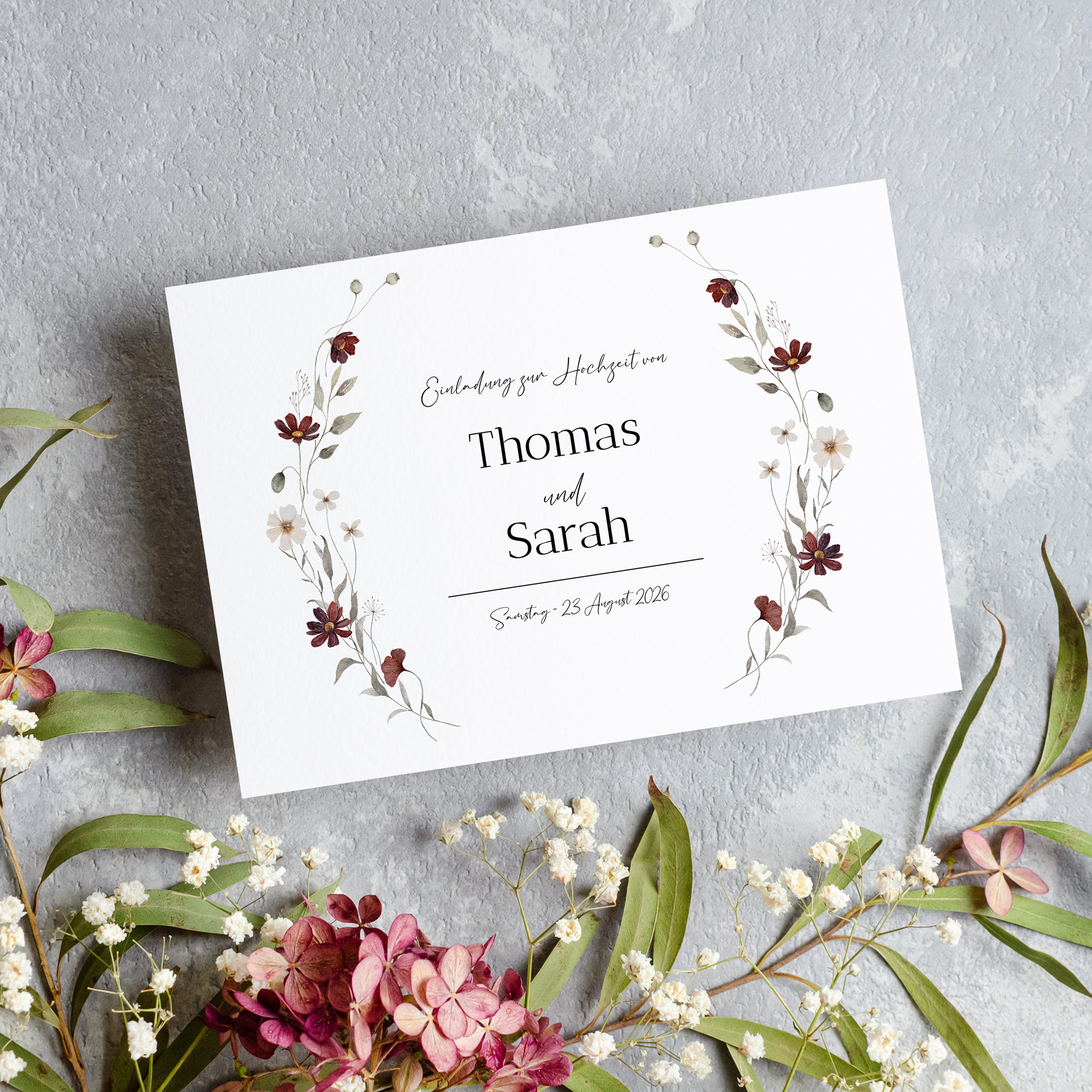 Postkarte DIN A6 im Querformat - Vintage "Wildflower Note"