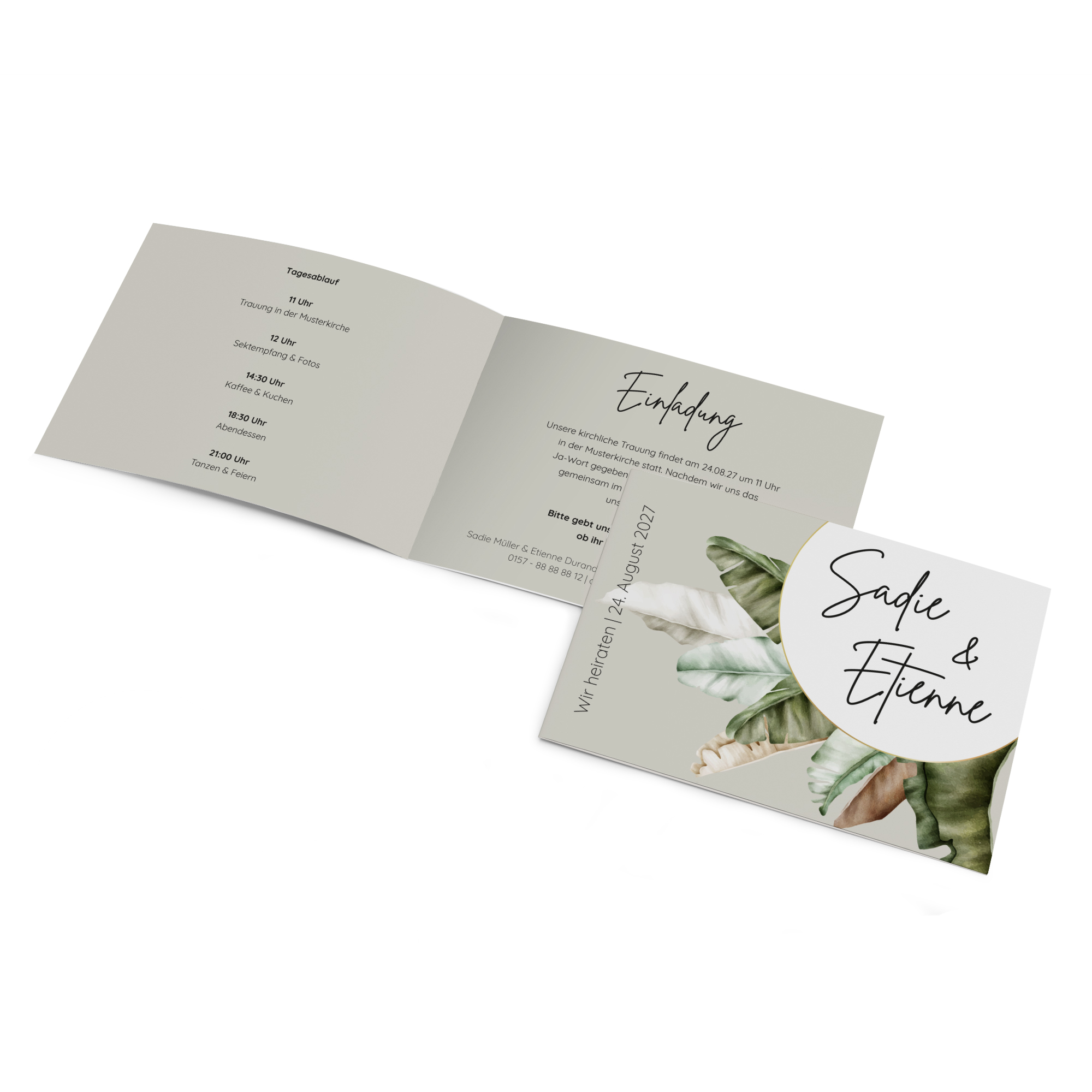 Klappkarte DIN A6 im Querformat - Greenery "Manila 02"