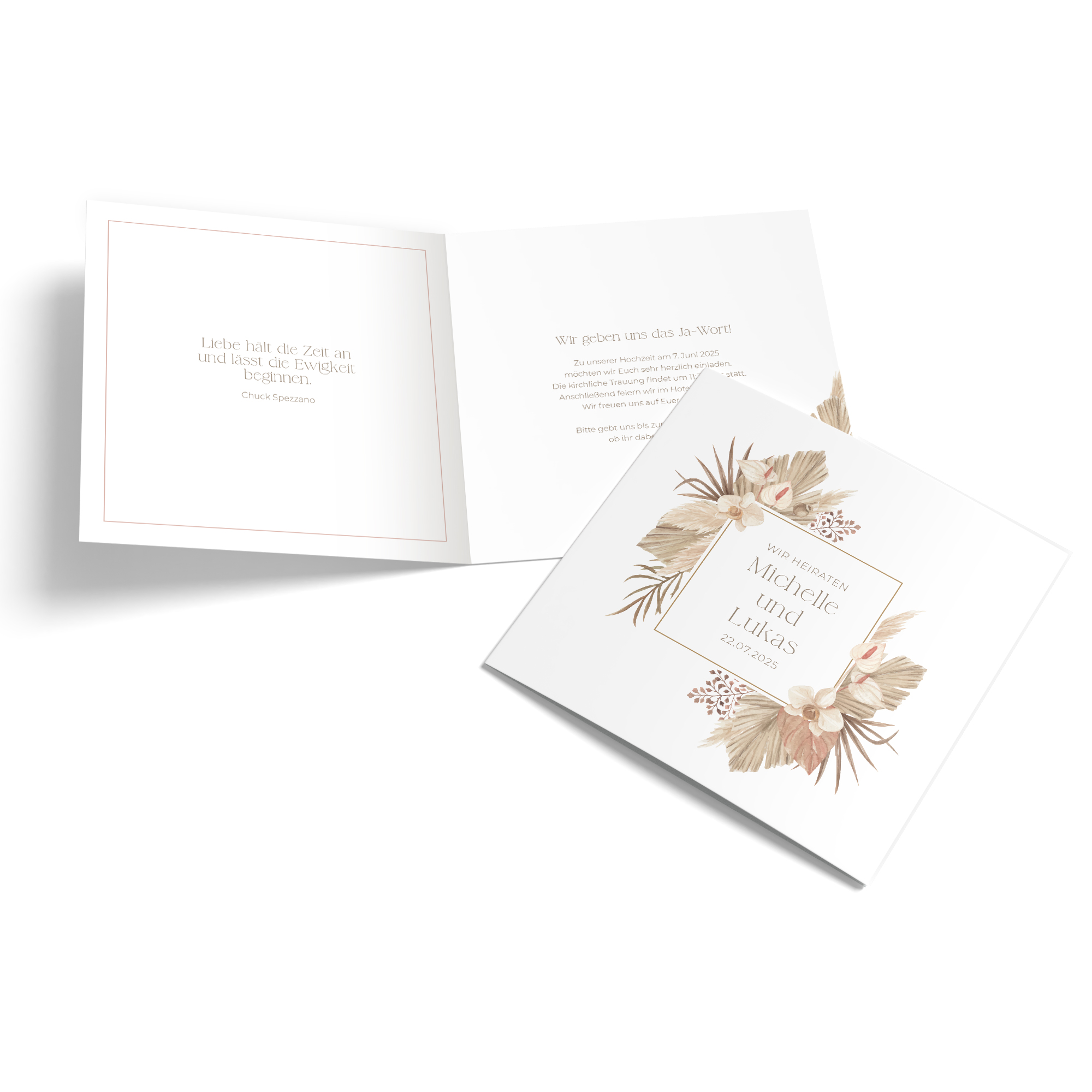 Klappkarte Quadratisch 148 x 148 mm - Boho "Golden Haze"