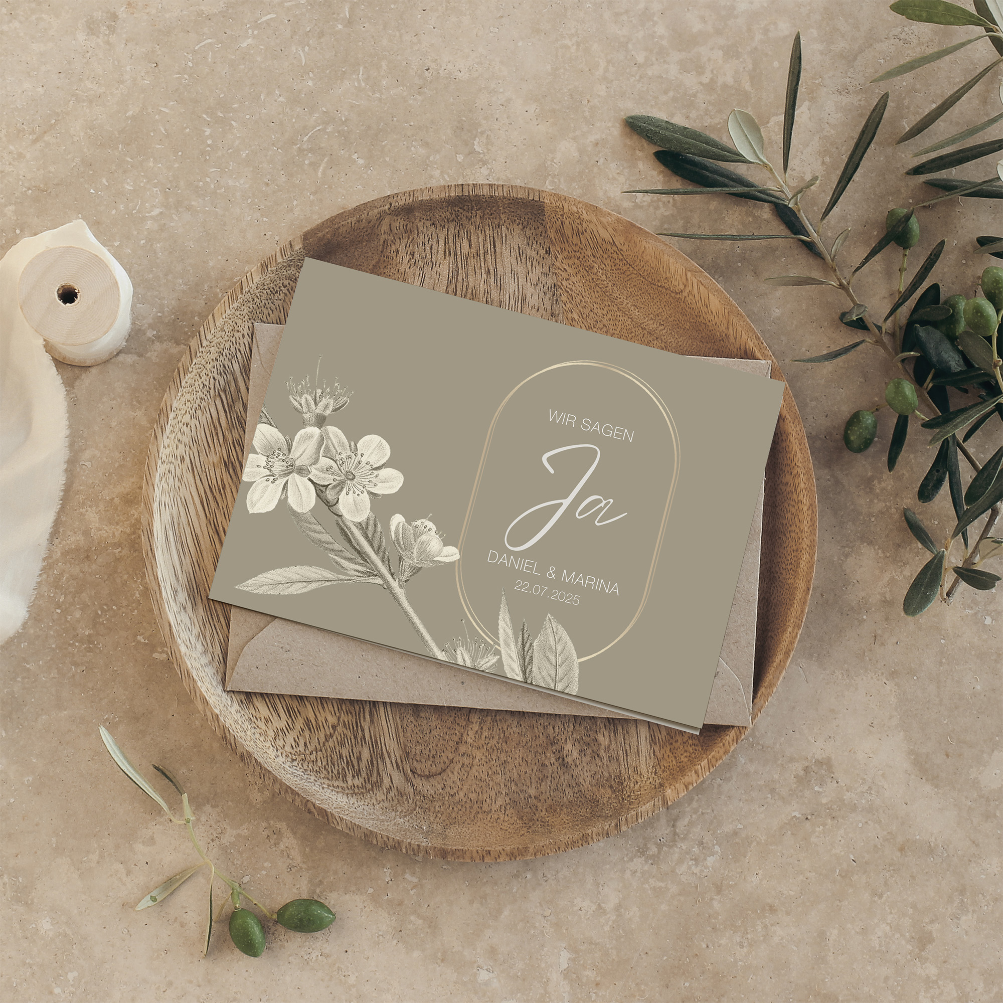 Klappkarte DIN A6 im Querformat - Floral "Classic Flora"