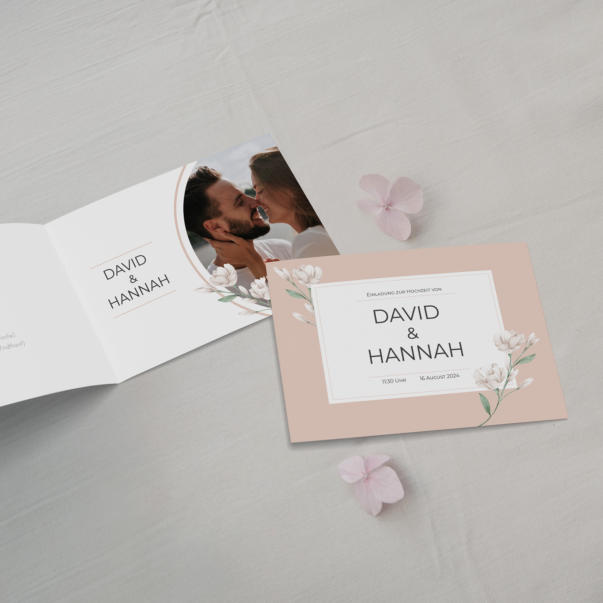 Klappkarte DIN A6 im Querformat - Floral "Neutral Florals"