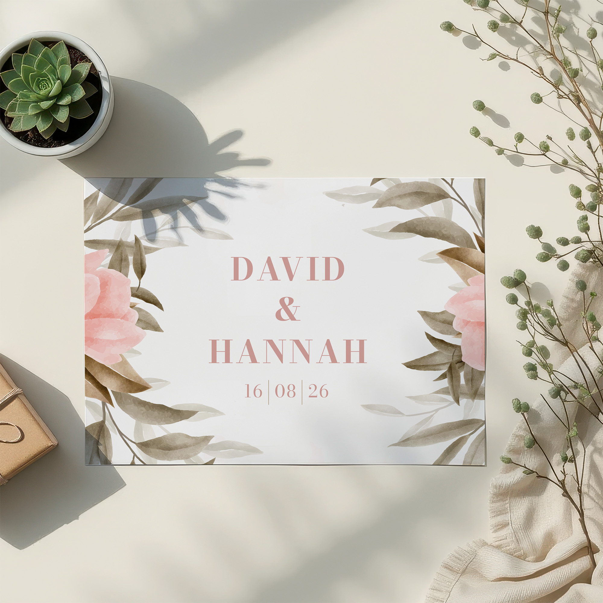 Postkarte DIN A6 im Querformat - Floral "Rose Leaf"