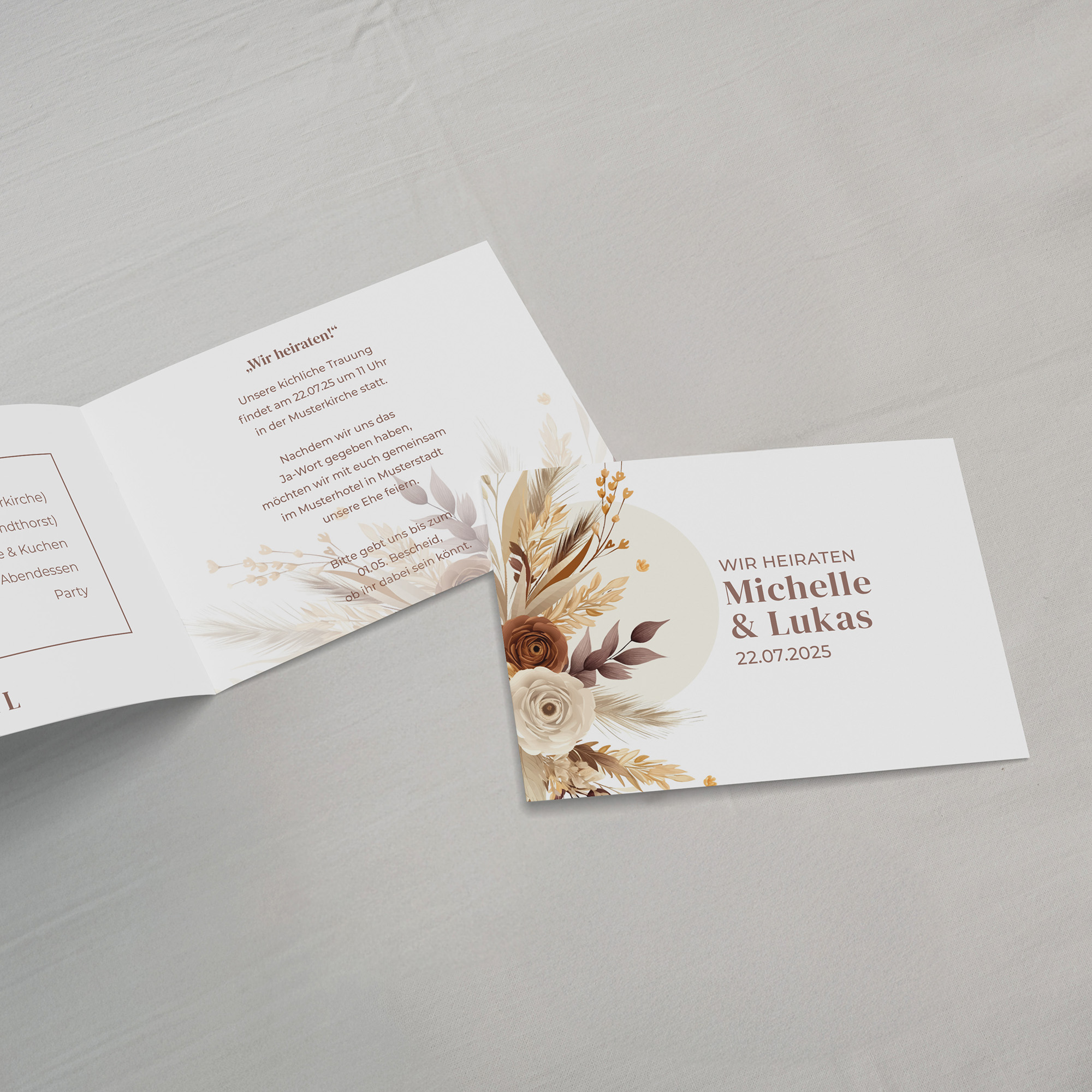 Klappkarte DIN A6 im Querformat - Boho "Earth Bouquet"