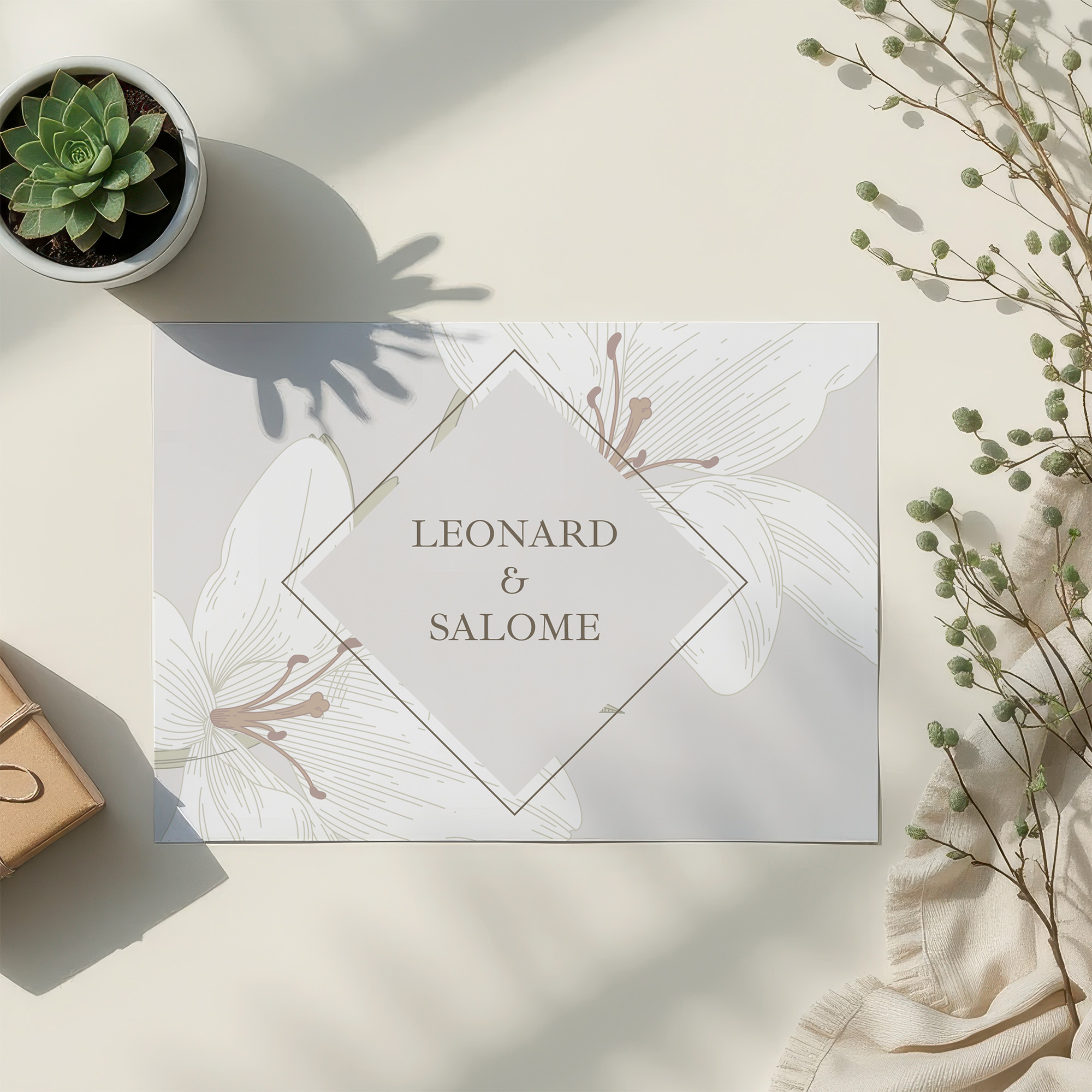 Postkarte DIN A6 im Querformat - Floral "White Lily"