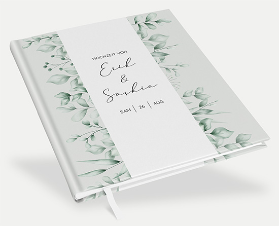 Erinnerungsbuch Hochzeit - Greenery "orange craft"