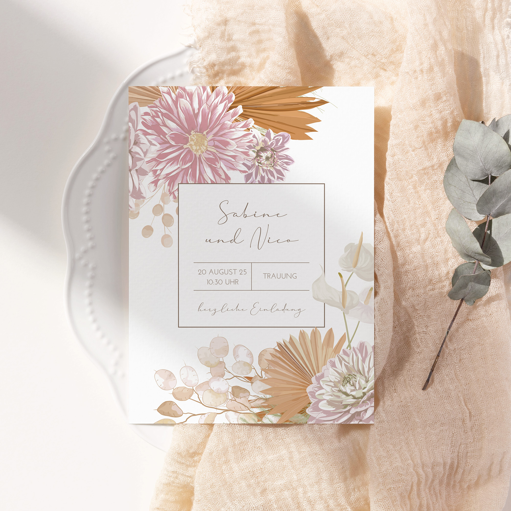 Postkarte DIN A6 im Hochformat - Floral "Terracotta Blossom"