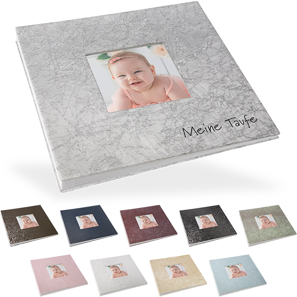 Blockalbum 22 x 22 cm, weiße Inhaltsseiten, mit Bilddurchstanzung