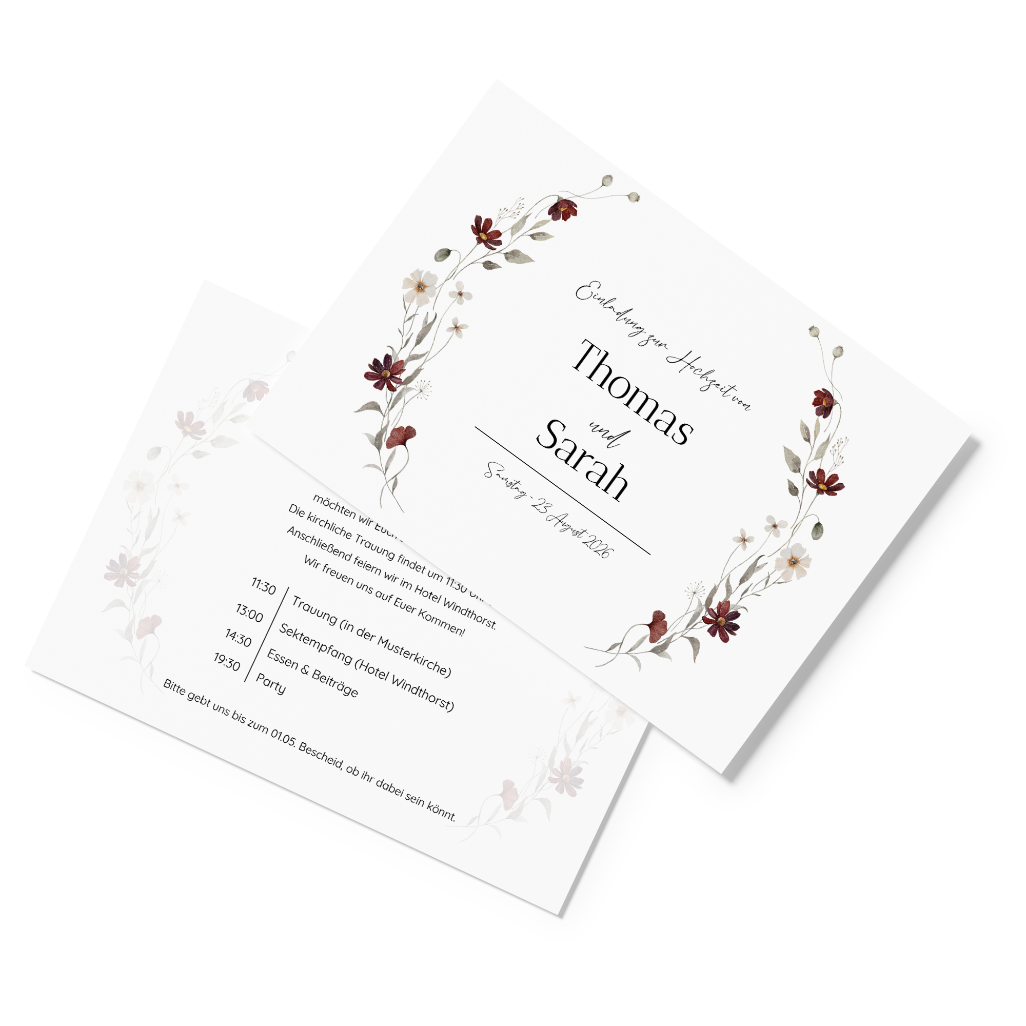 Postkarte DIN A6 im Querformat - Vintage "Wildflower Note"