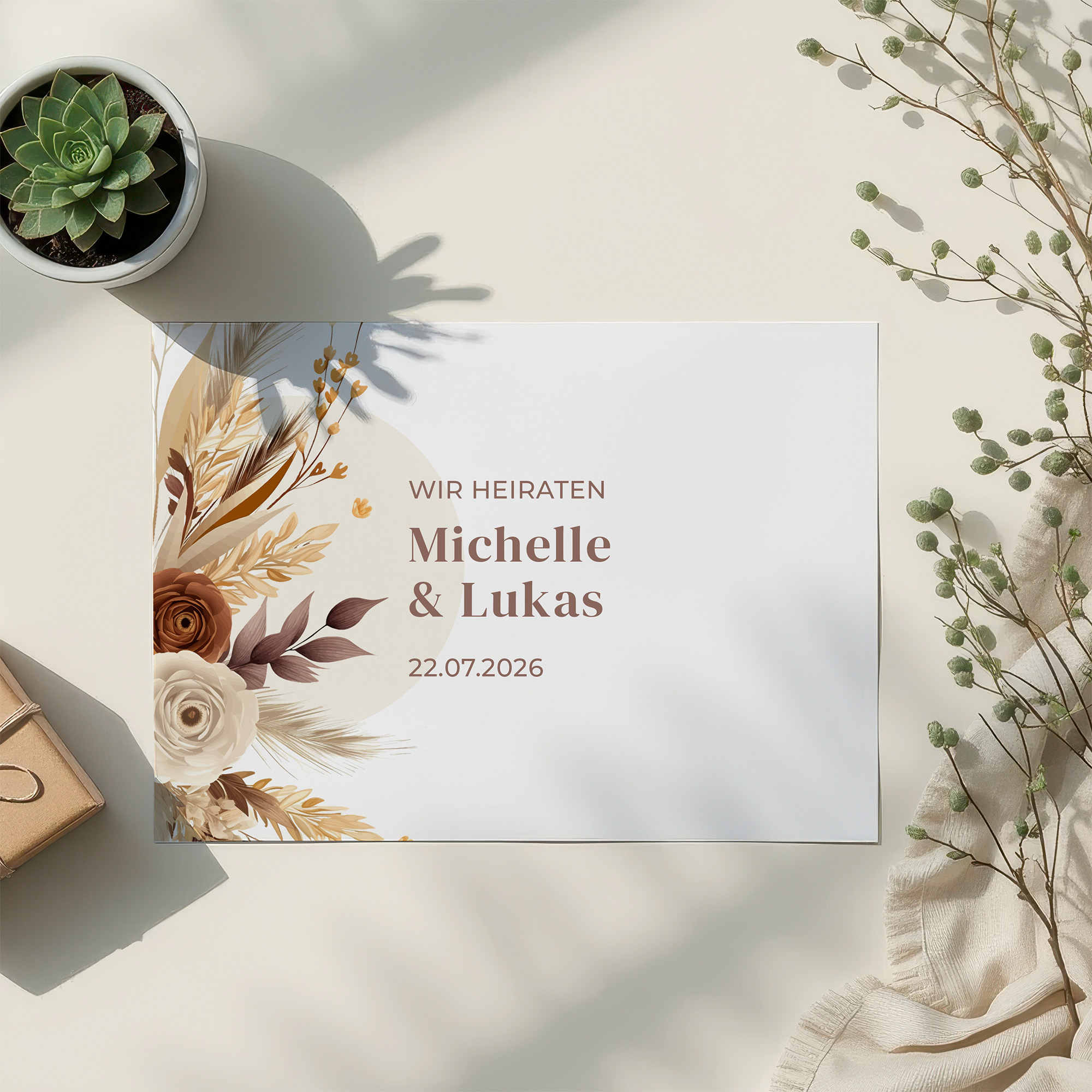 Postkarte DIN A6 im Querformat - Boho "Earth Bouquet"