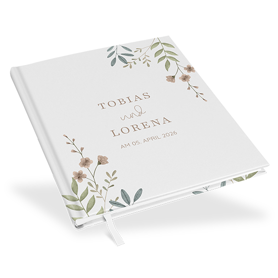 Erinnerungsbuch Hochzeit - Boho Soft Leaves
